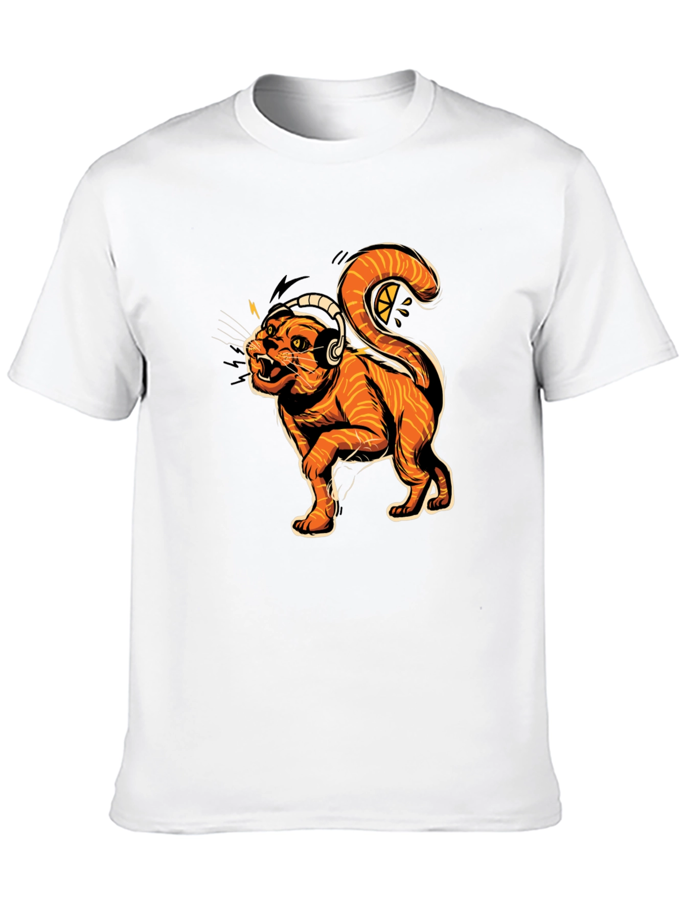 Black Cool Cat DJ Graphic Tee - Black Cotton T-Shirt view 10