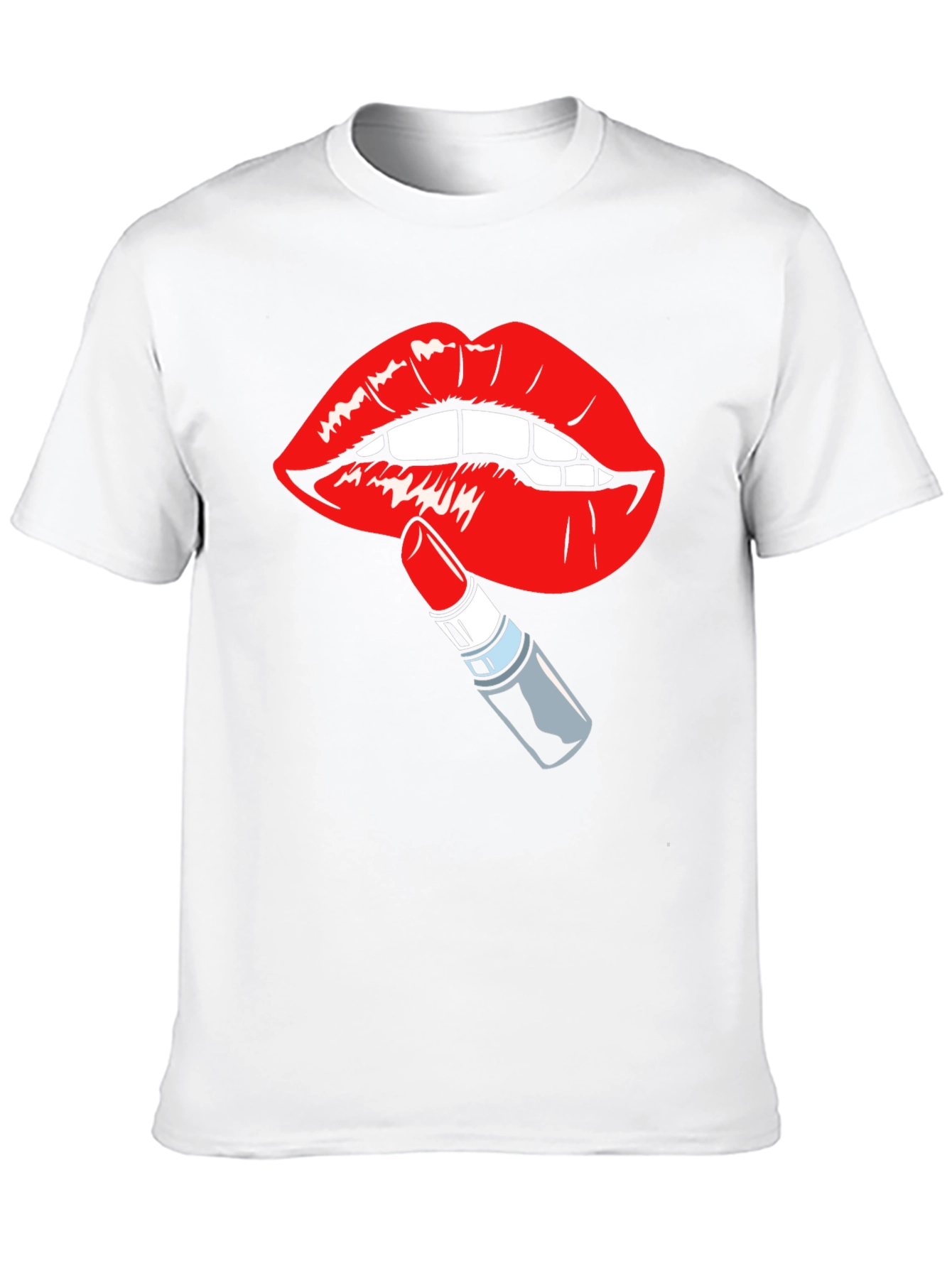 Black Bold Lips & Lipstick Graphic Tee - Black Cotton T-Shirt view 10