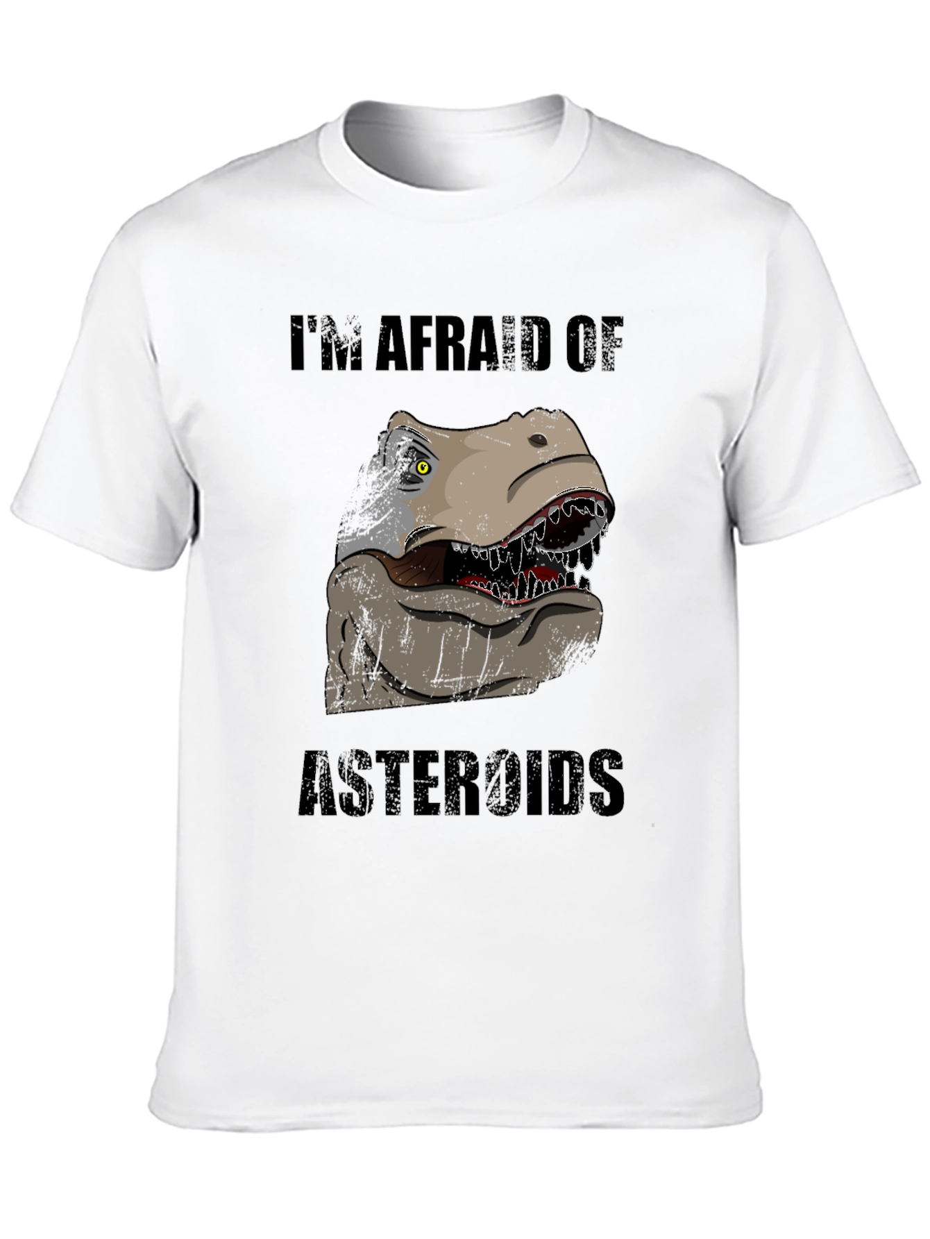 Black Dinosaur Afraid of Asteroids Graphic T-Shirt view 10