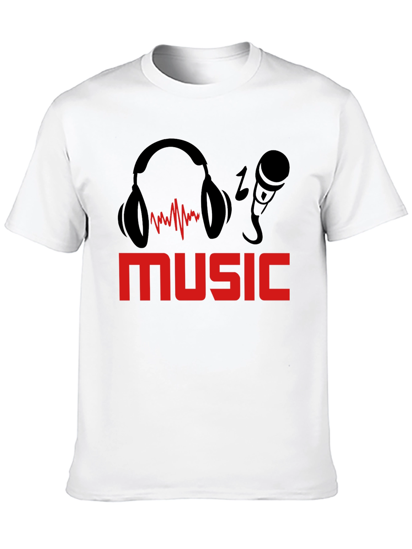 Black Music Lover's T-Shirt: Headphones & Mic Graphic Tee view 10