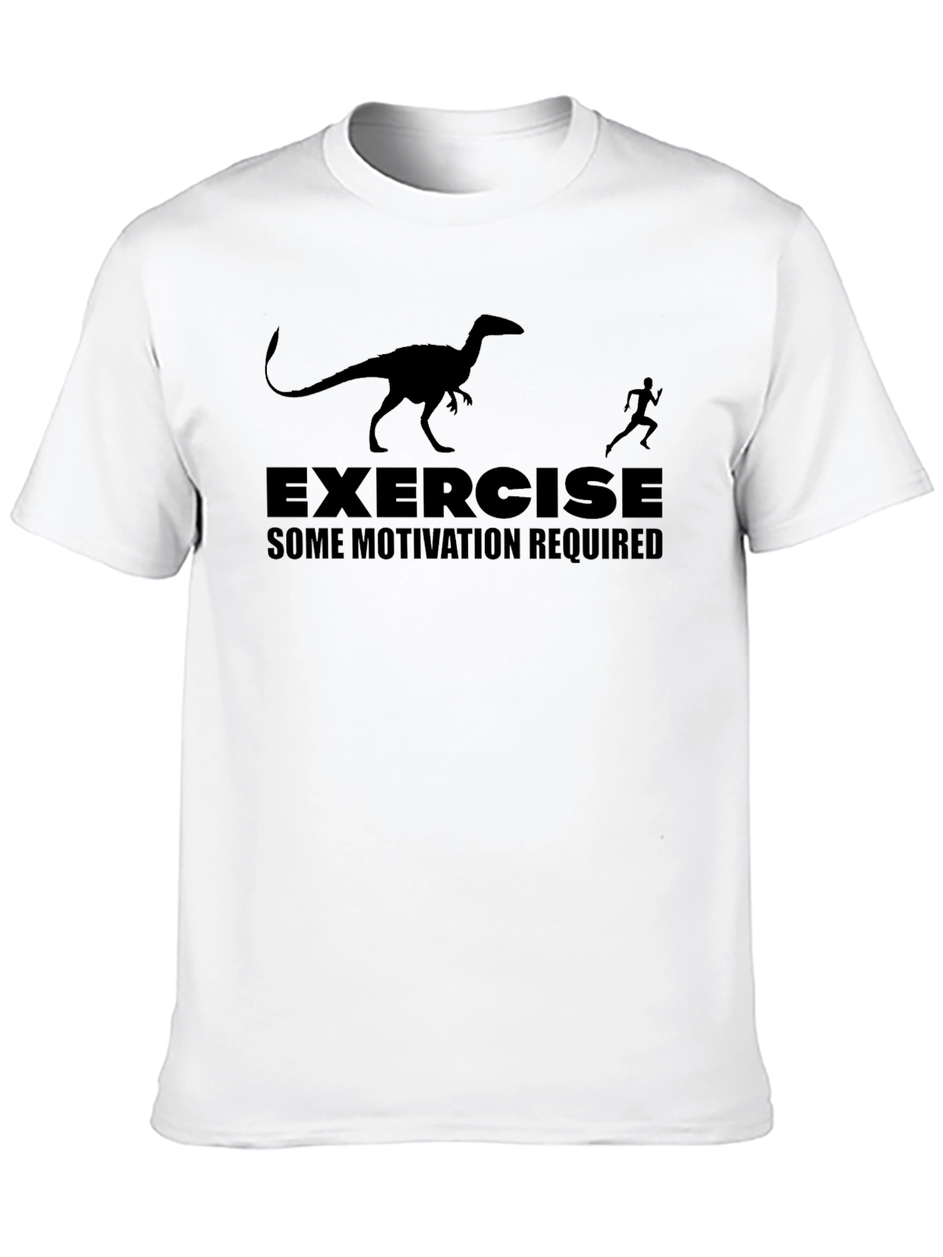 Black Exercise Motivation T-Shirt - Dinosaur Chasing Runner view 10