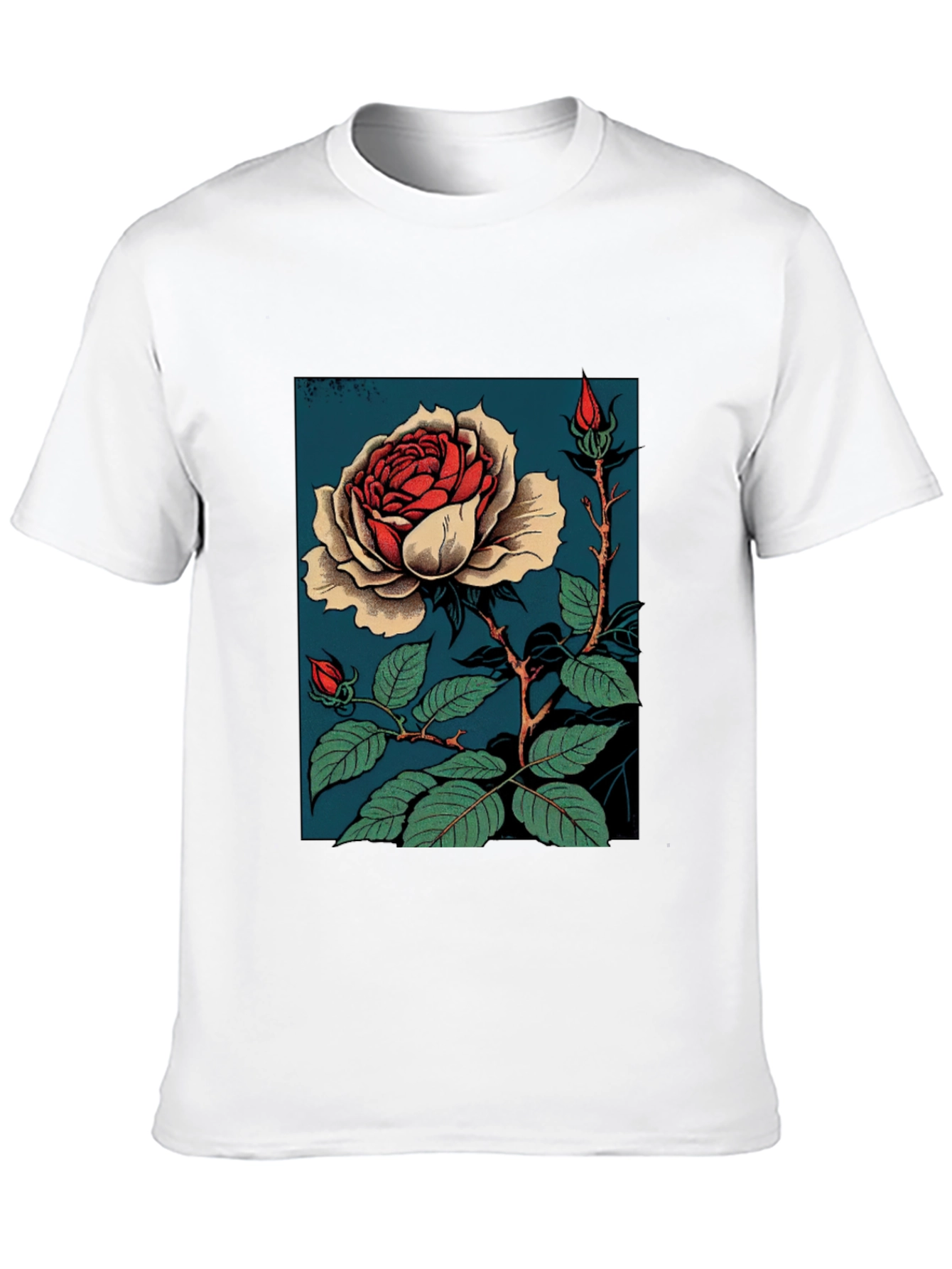 Black Elegant Rose Graphic T-Shirt - Black view 10