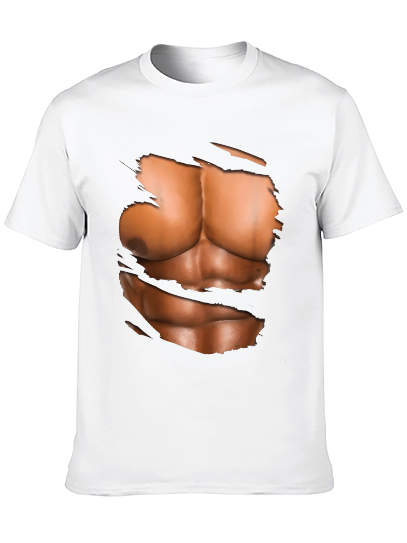 Black Ripped Abs Graphic T-Shirt - Novelty Muscle Design view 10