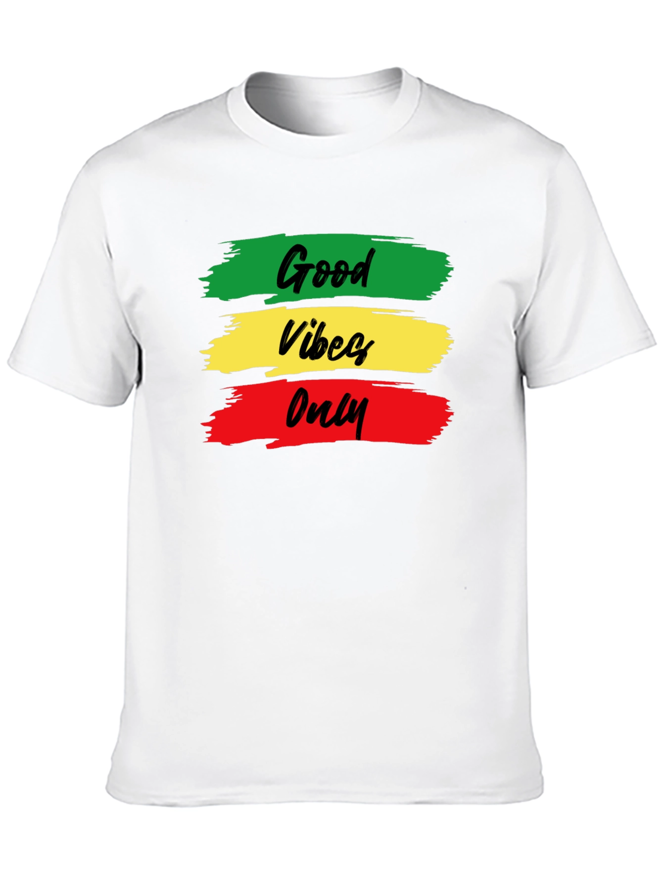 Black Good Vibes Only T-Shirt - Rasta Colors - Black Cotton view 10