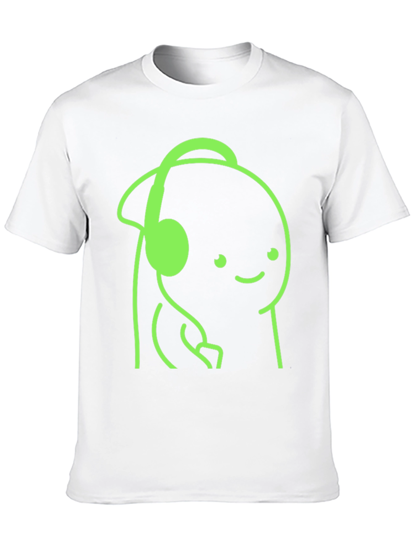 Black Cartoon Headphone Graphic Tee - Casual Style view 10