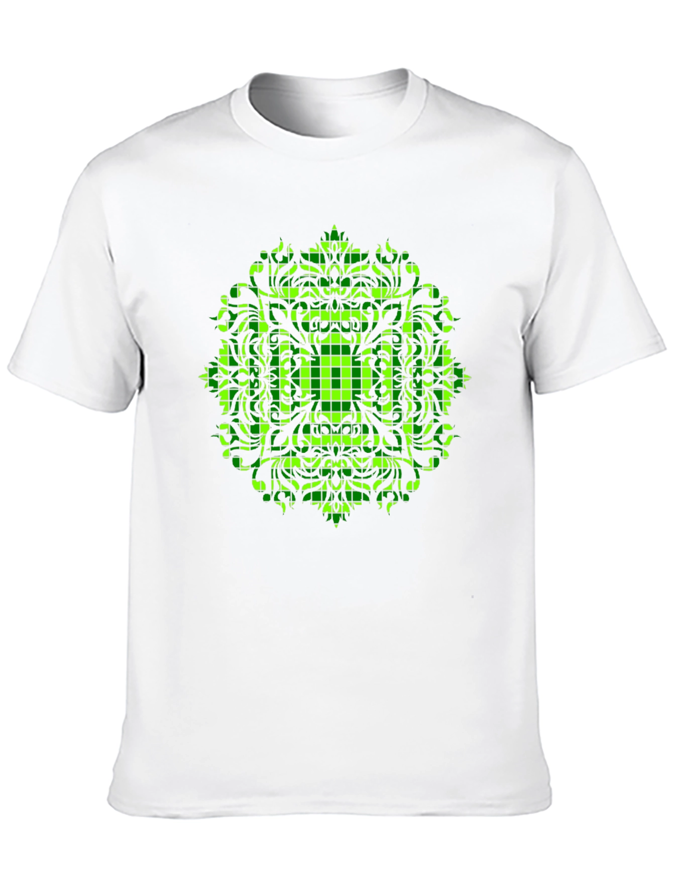 Black Geometric Green Mandala Graphic Black T-Shirt view 10