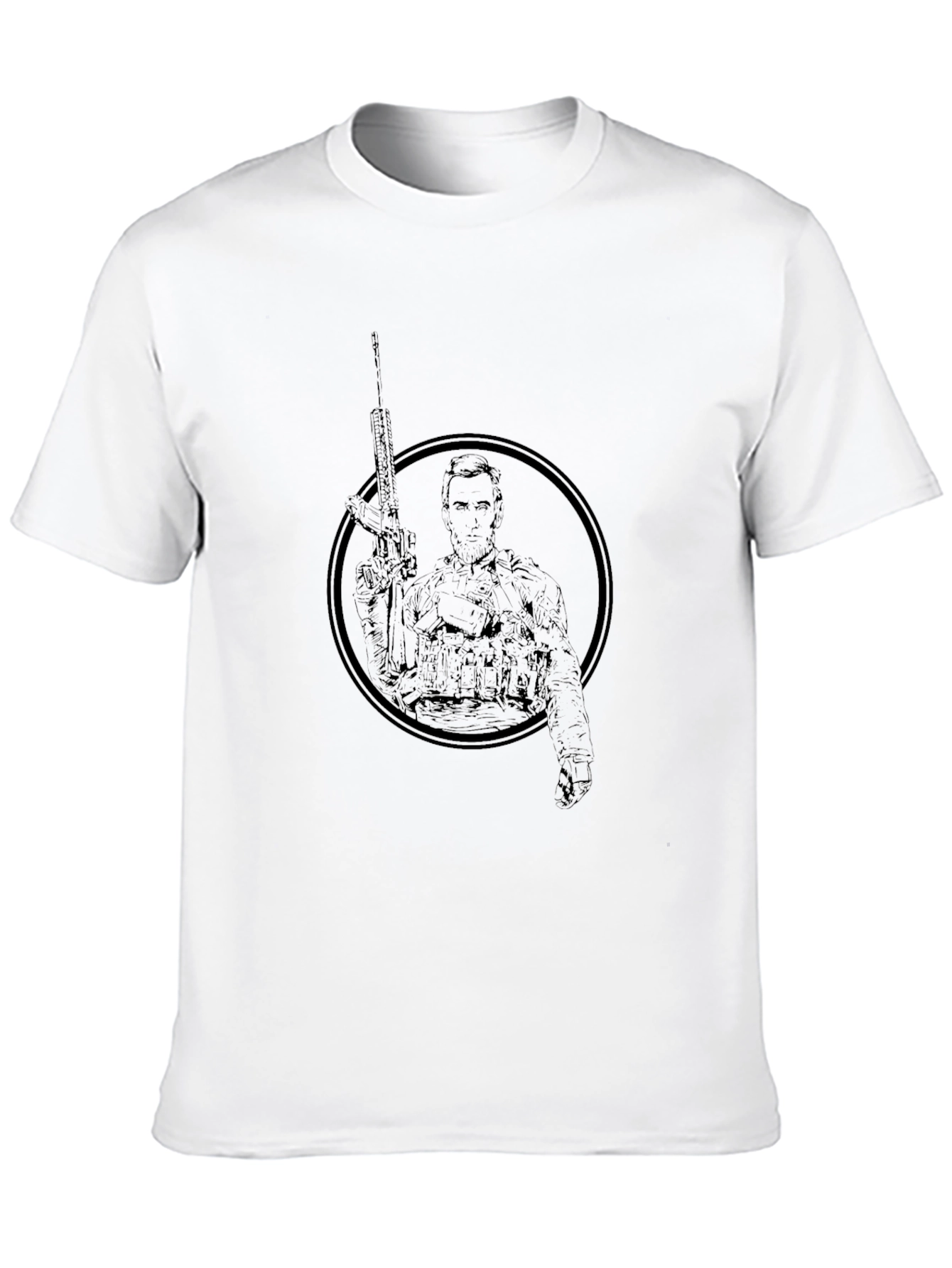 Black Tactical Graphic Print Men's T-Shirt - Black view 10