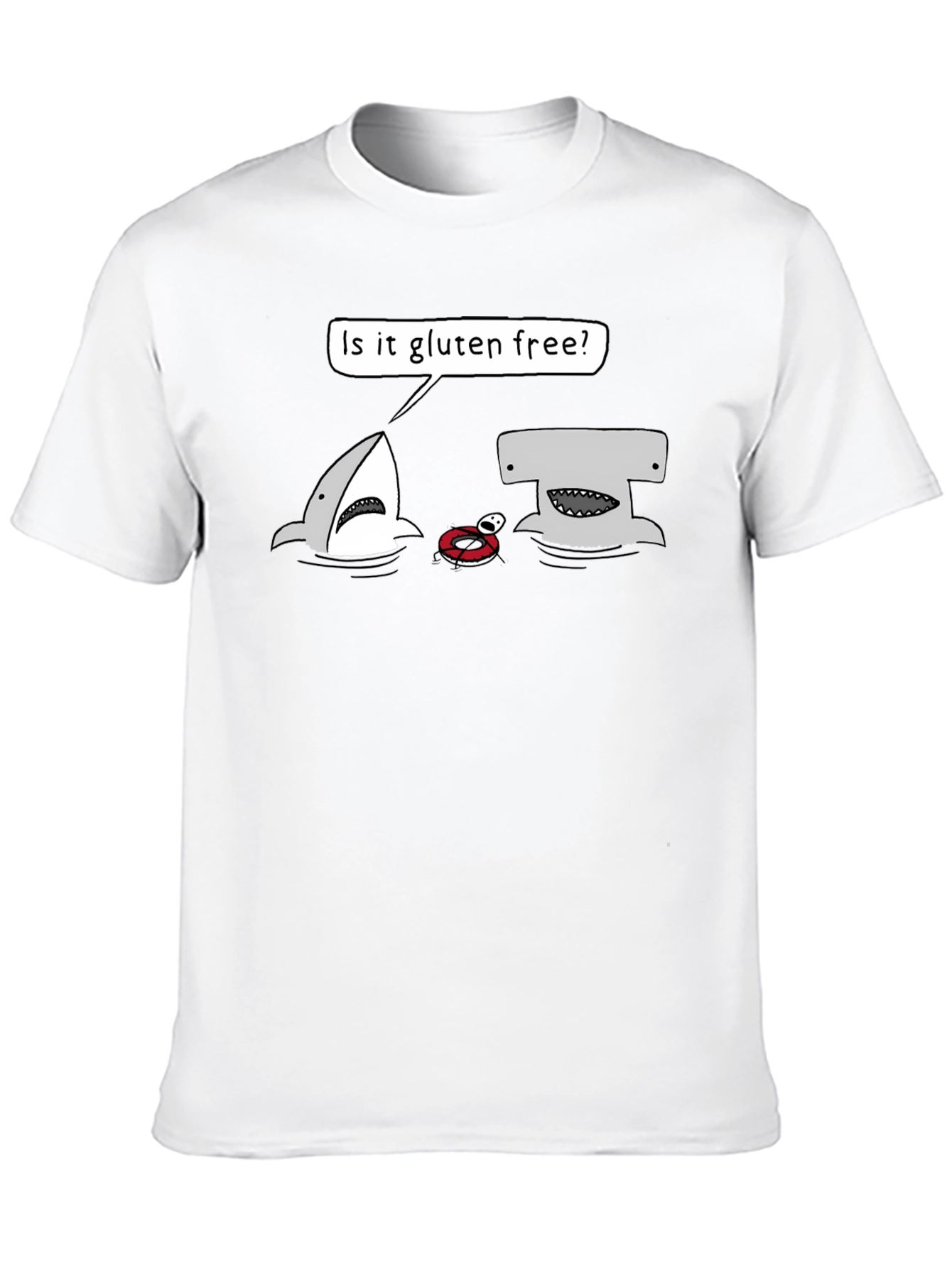 Black Gluten-Free Shark Graphic Tee - Humor T-Shirt view 10