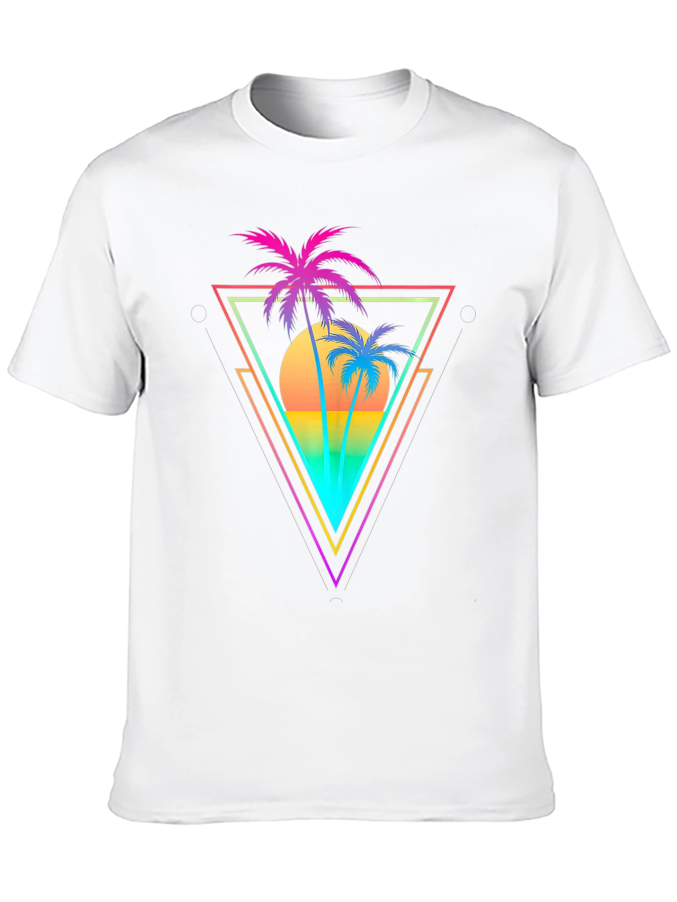 Black Retro Palm Tree Triangle Graphic T-Shirt view 10