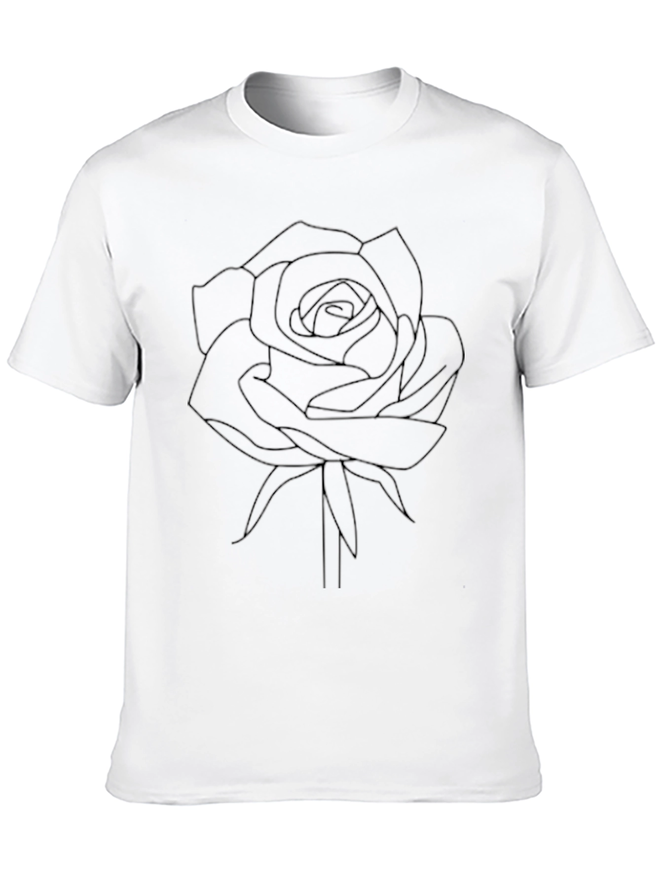 Black Minimalist Rose Outline T-Shirt - Black view 10
