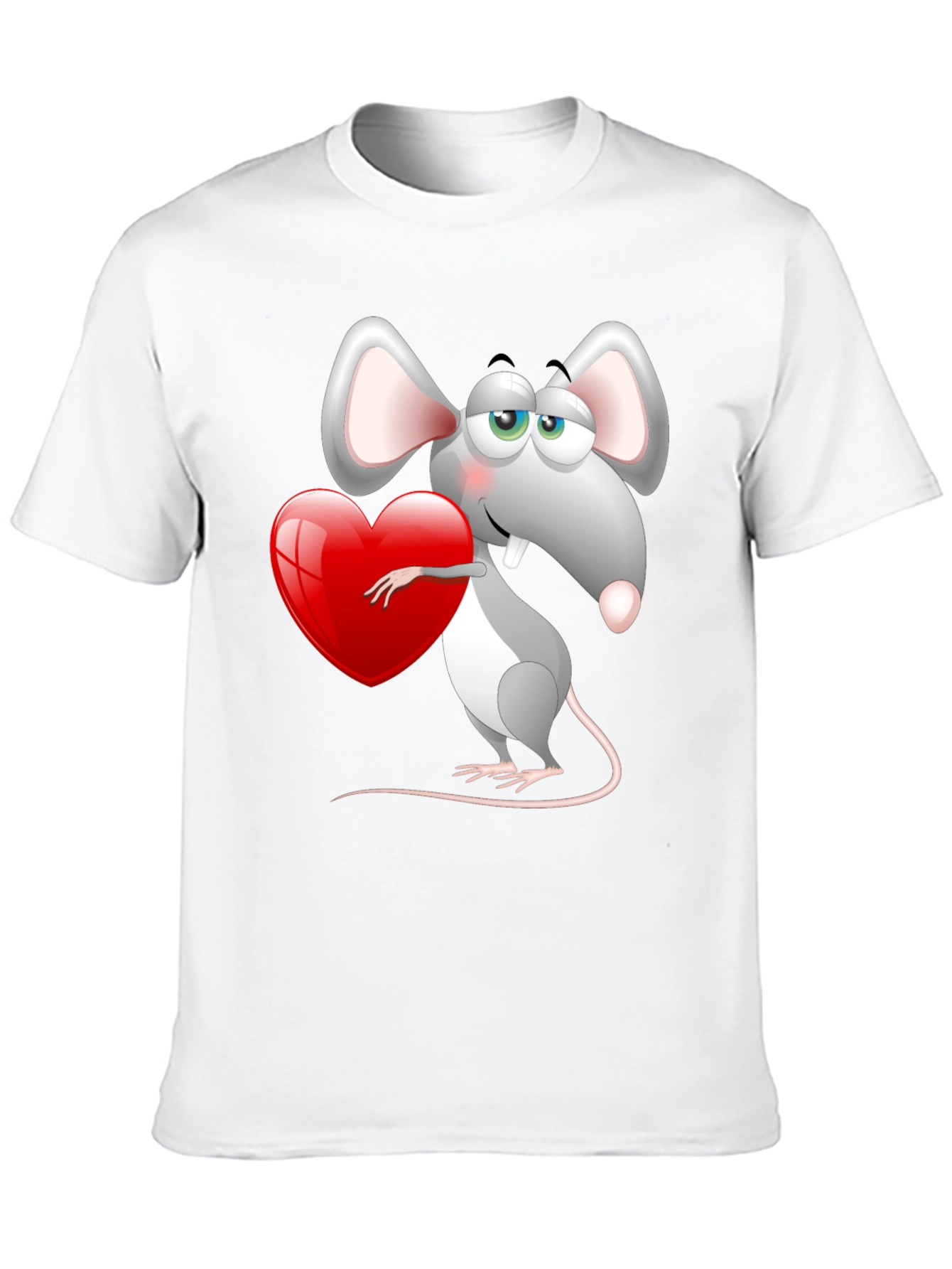 Black Cute Mouse with Heart Graphic Tee - Black view 10