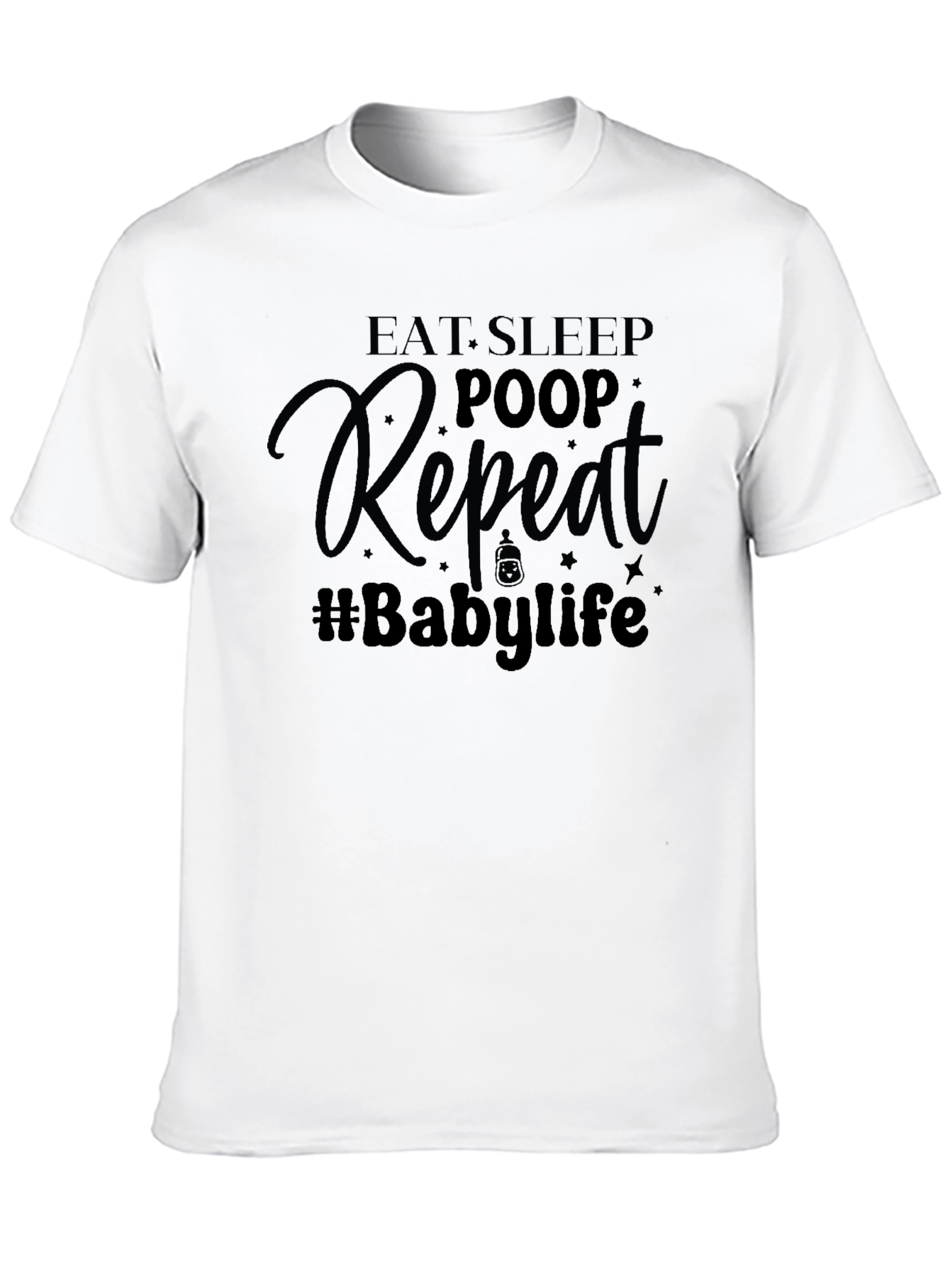 Black Eat Sleep Poop Repeat Baby T-Shirt view 10