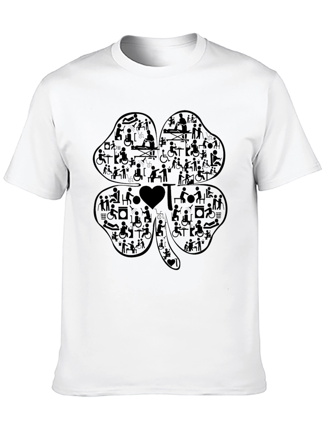Black Four-Leaf Clover Graphic Tee - Physical Therapy Gift view 10