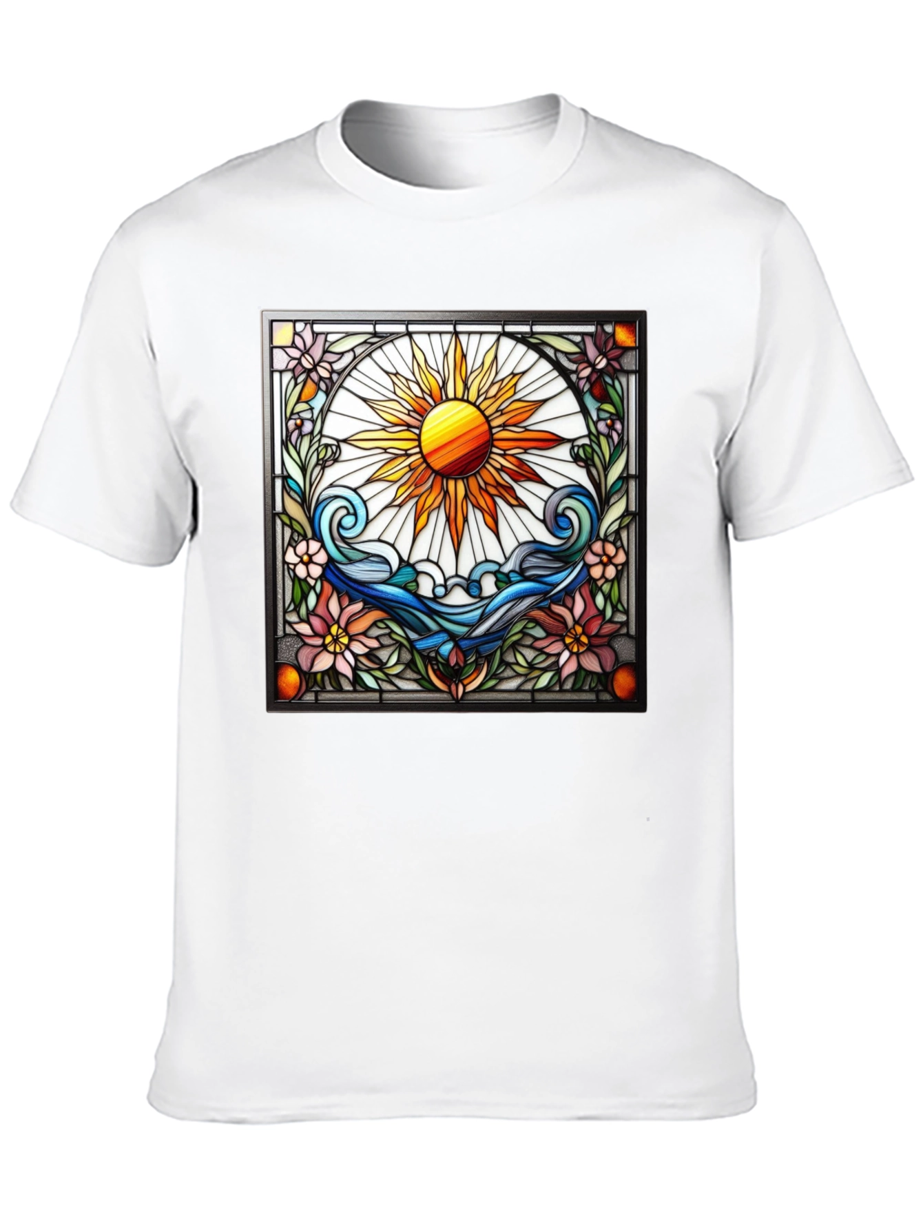 Black Stained Glass Sun Graphic Tee view 10