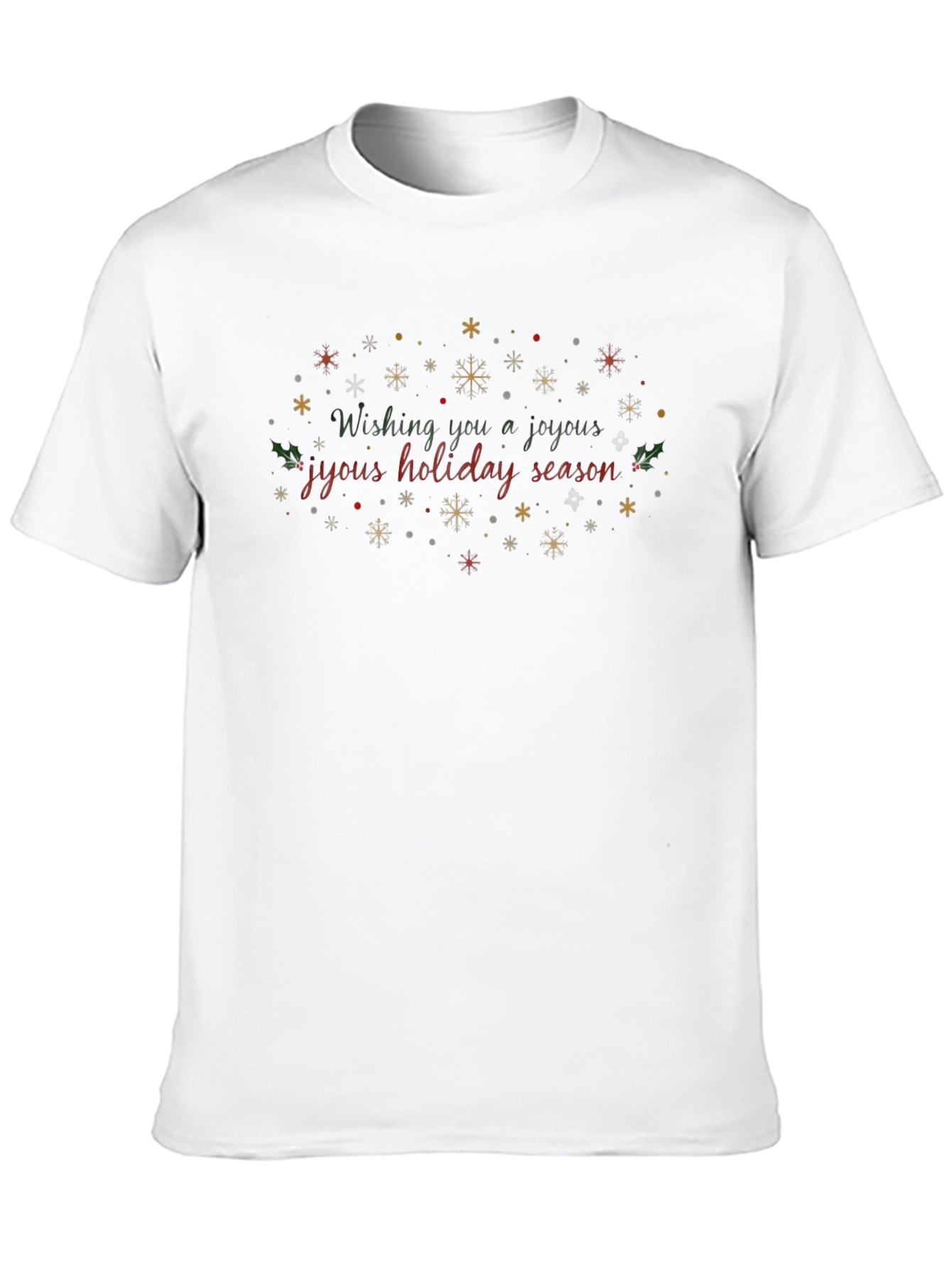 Black Joyous Holiday Season T-Shirt - Festive Snowflake Design view 10