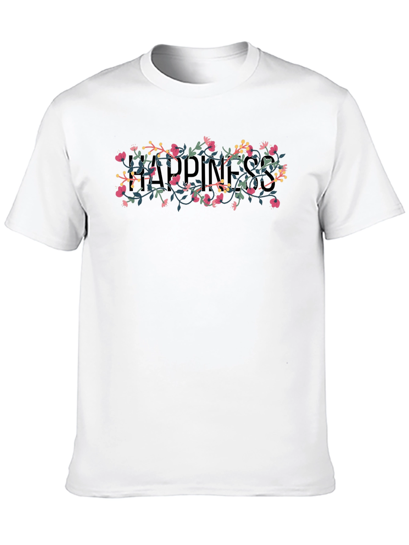 Black Floral Happiness T-Shirt - Black view 10