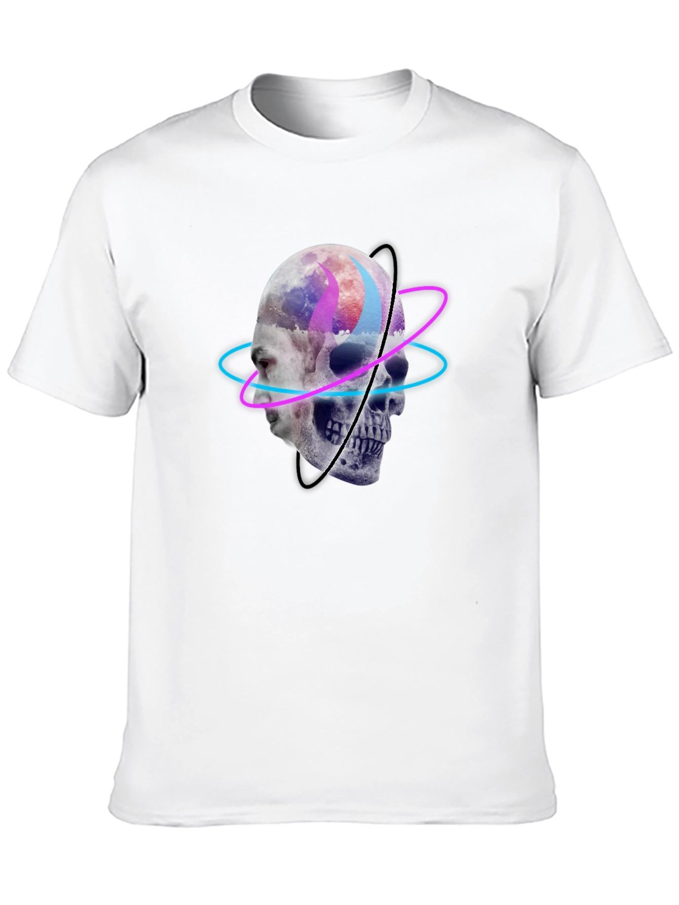 Black Skull Graphic Tee - Neon Orbit Design view 10