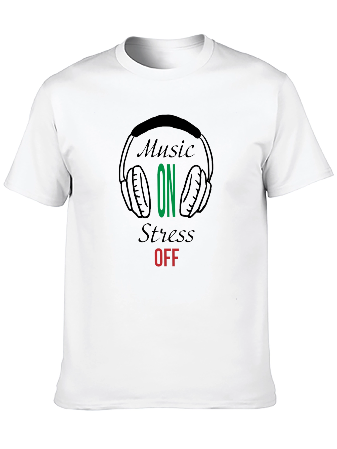 Black Music On Stress Off Graphic Tee - Black T-Shirt view 10