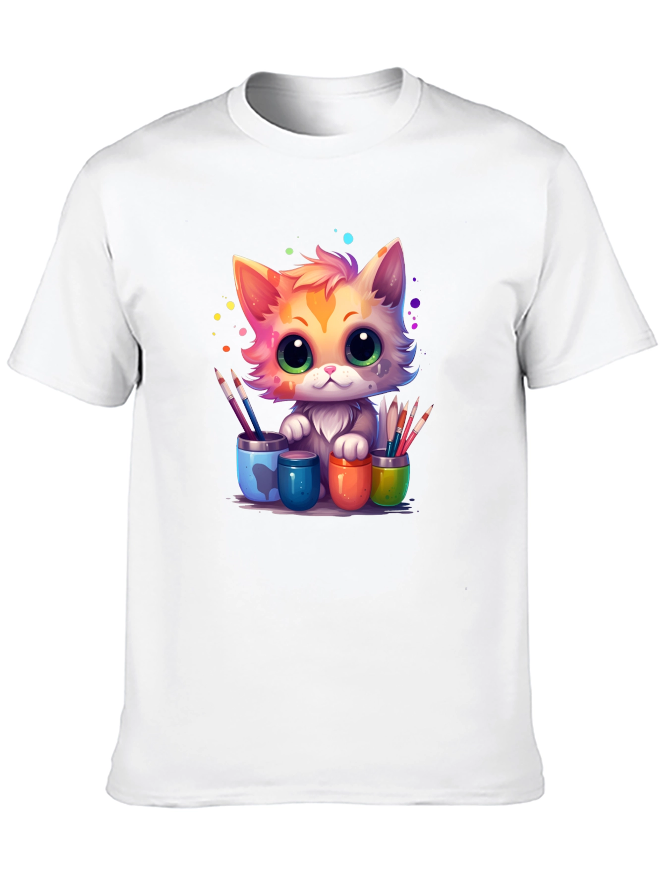 Black Artist Cat T-Shirt - Cute & Colorful Design view 10