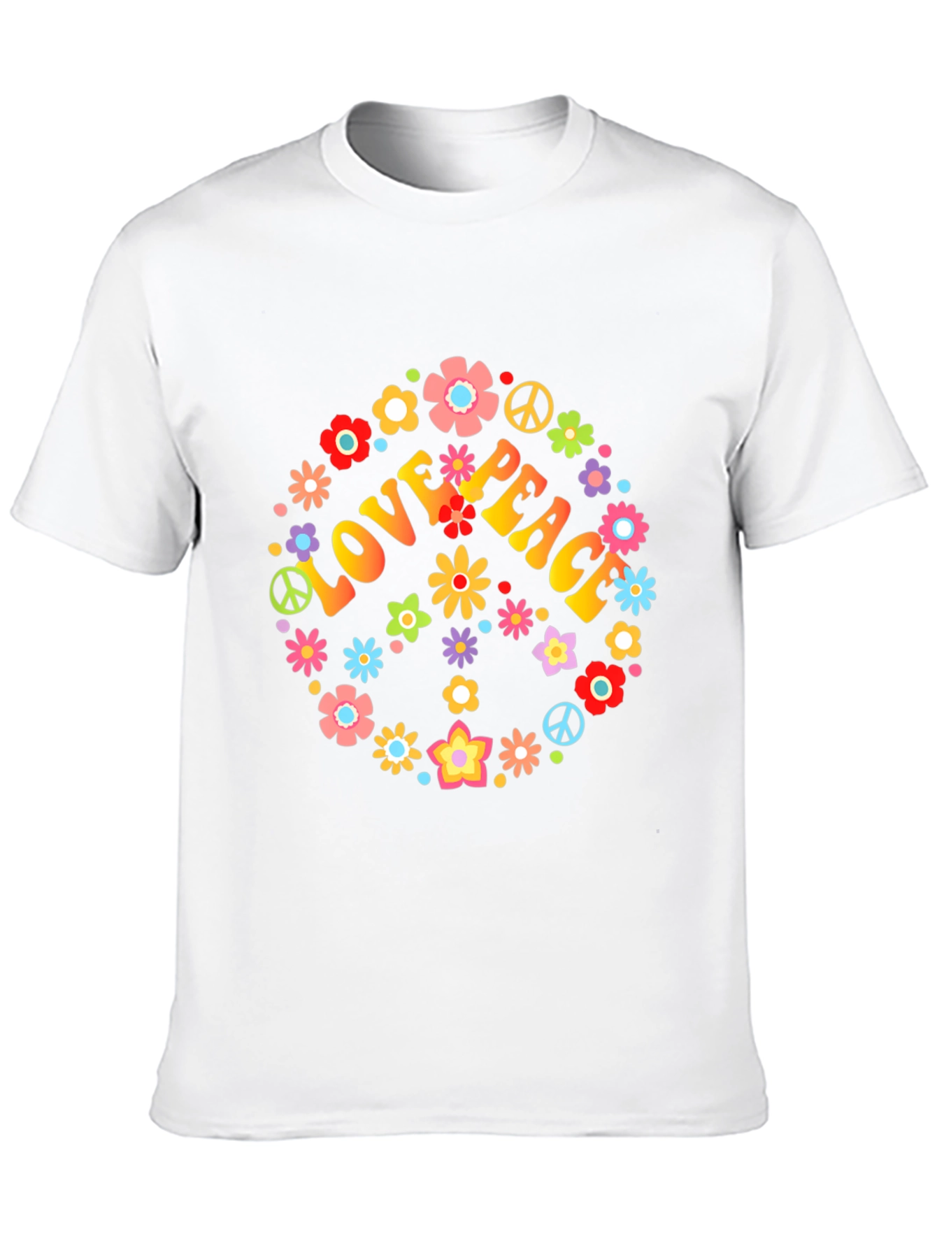 Black Love Peace Floral T-Shirt - Retro Hippie Style view 10