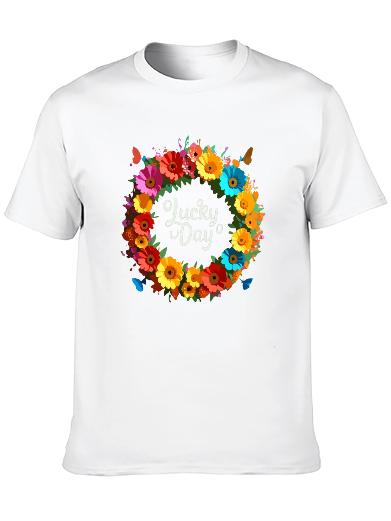 Black Lucky Day Floral Wreath Graphic Tee view 10