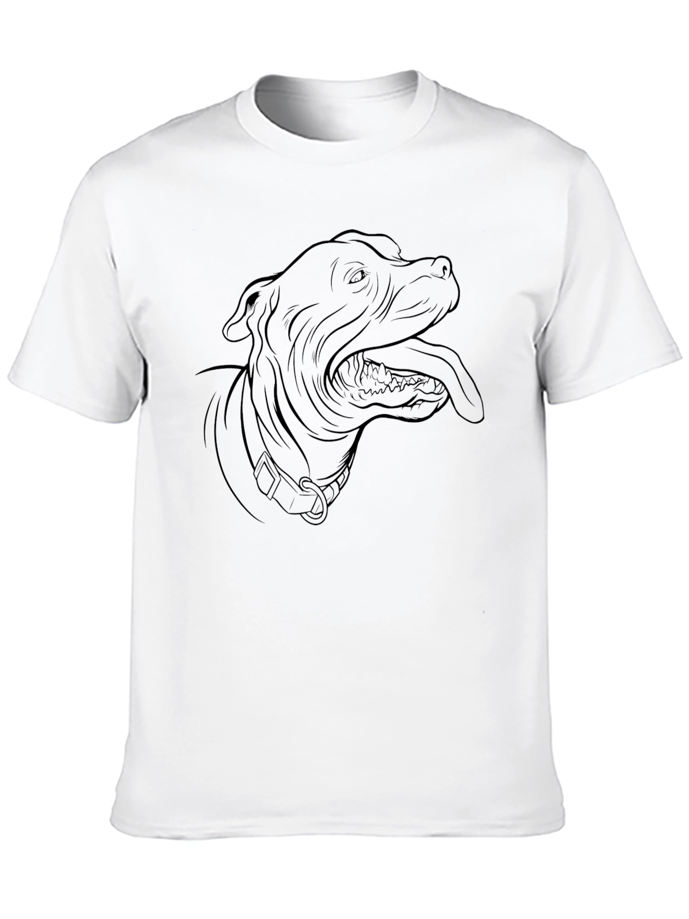 Black Pitbull Dog Outline Black T-Shirt view 10