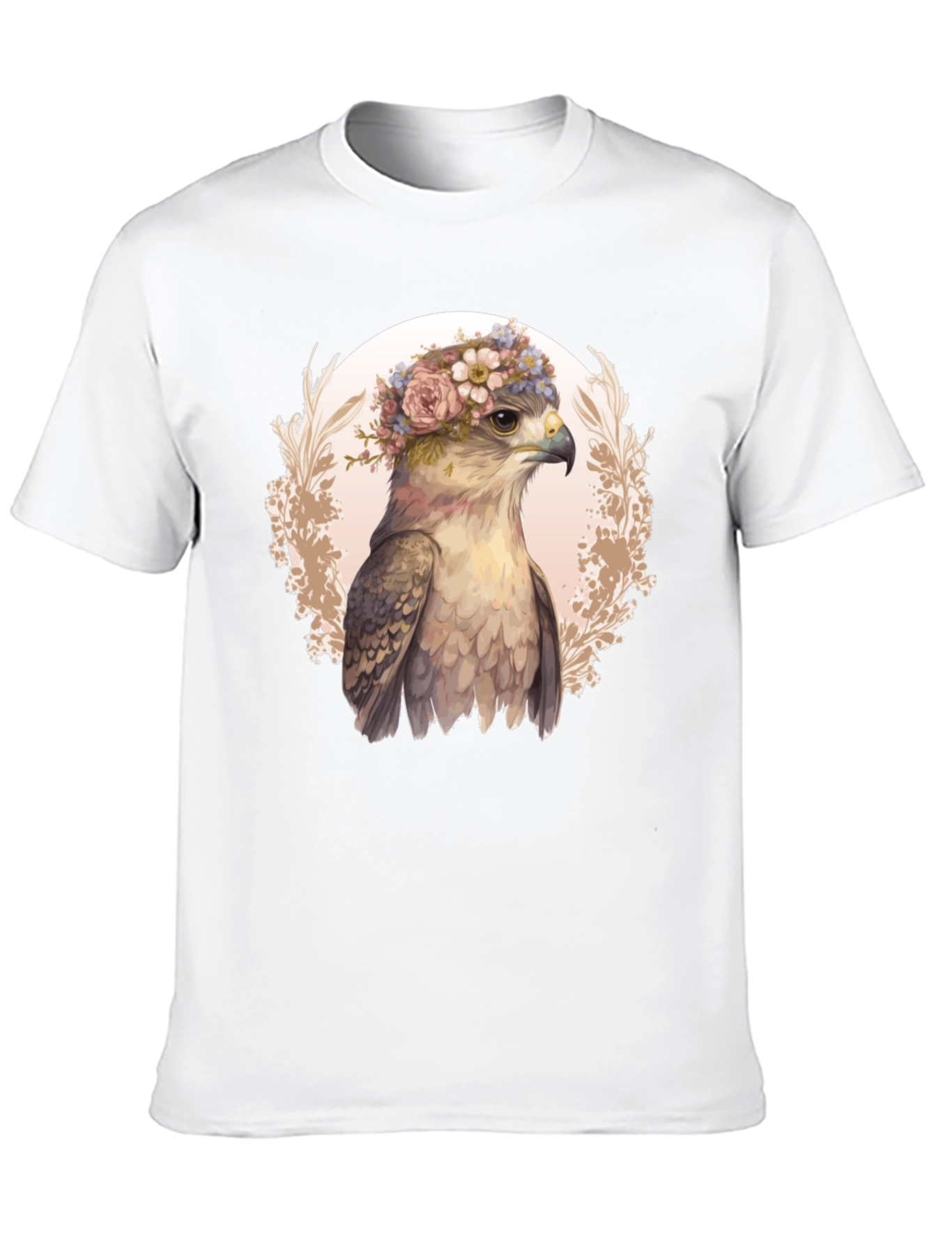 Black Floral Hawk Graphic Tee - Unique Bird T-Shirt view 10