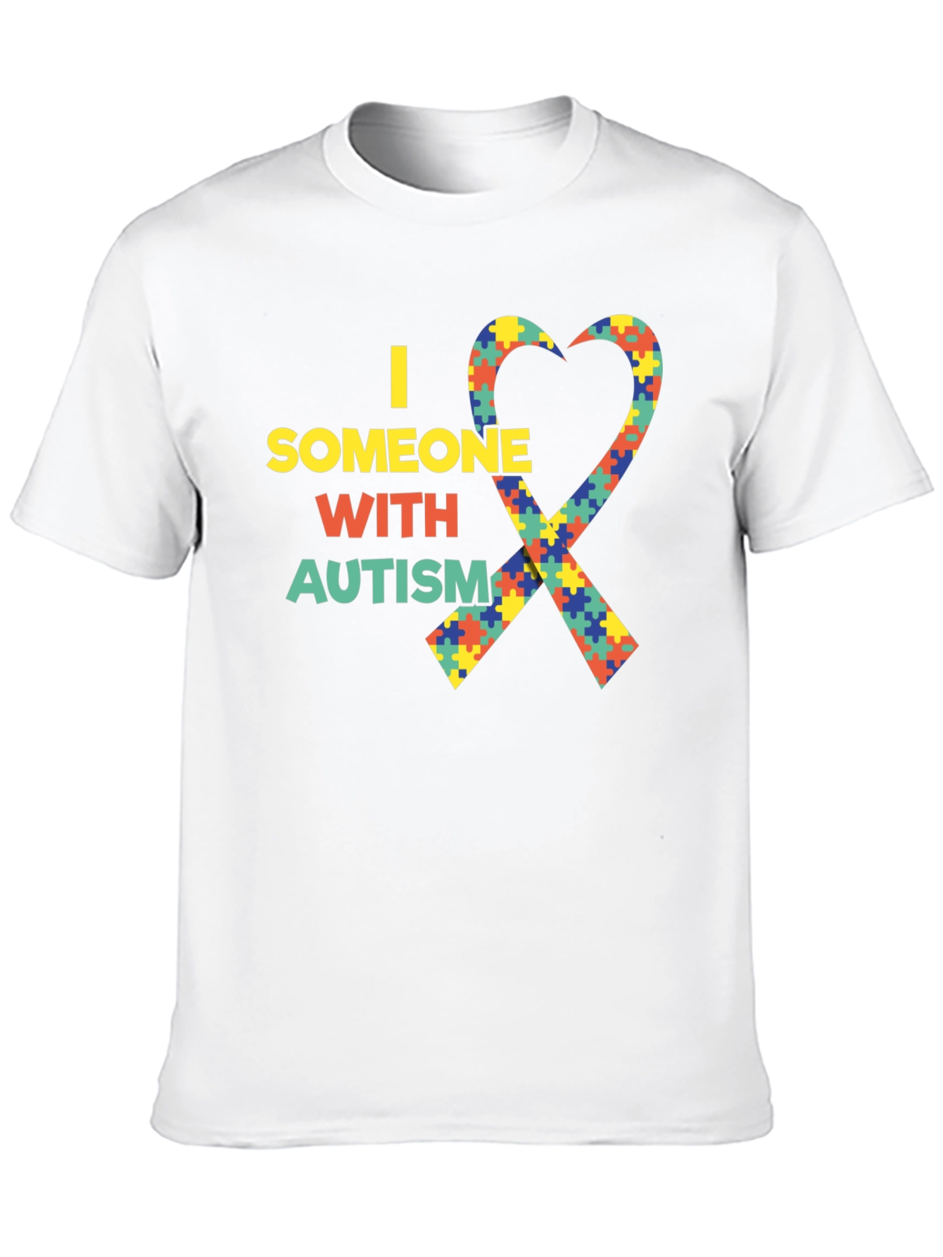 Black Autism Awareness Heart Ribbon Black T-Shirt view 10