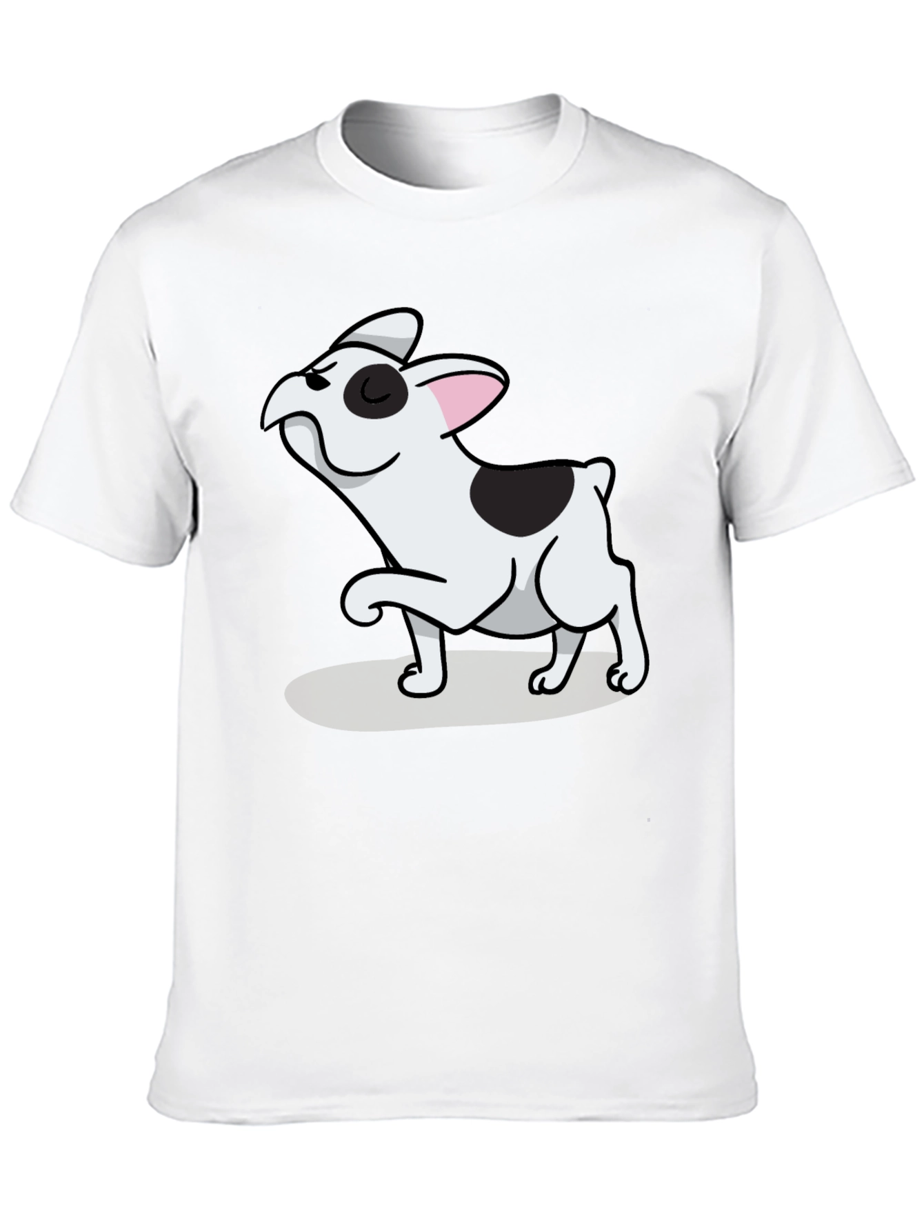 Black Black Tee with Cute Cartoon French Bulldog Design view 10