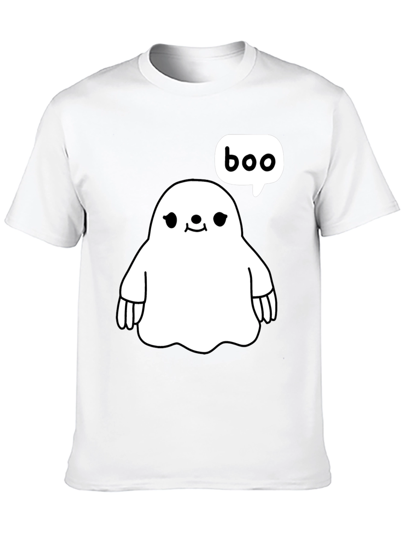 Black Cute Ghost Boo Halloween Black T-Shirt view 10