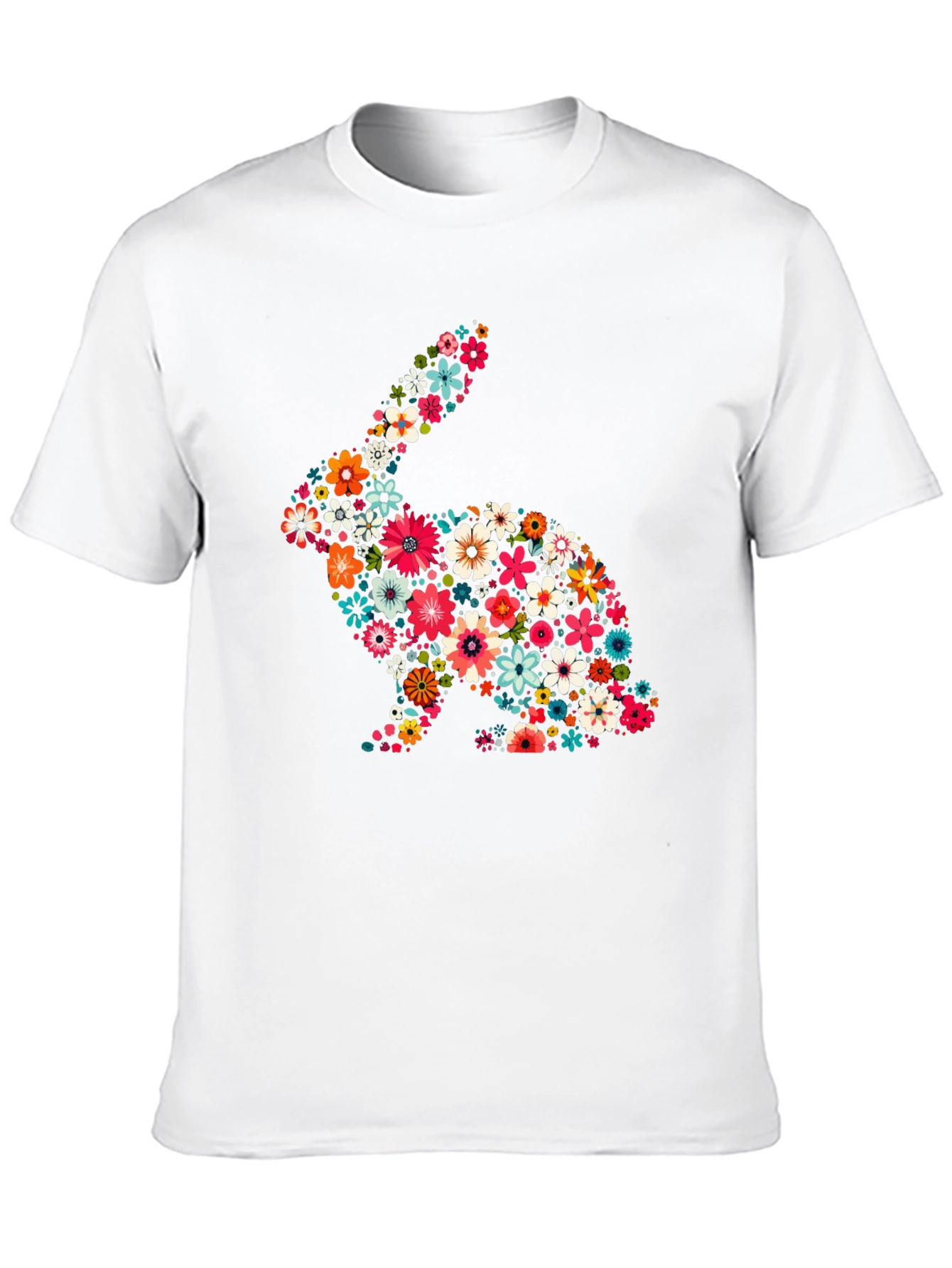 Black Floral Rabbit Graphic Tee - Cute Easter Shirt view 10