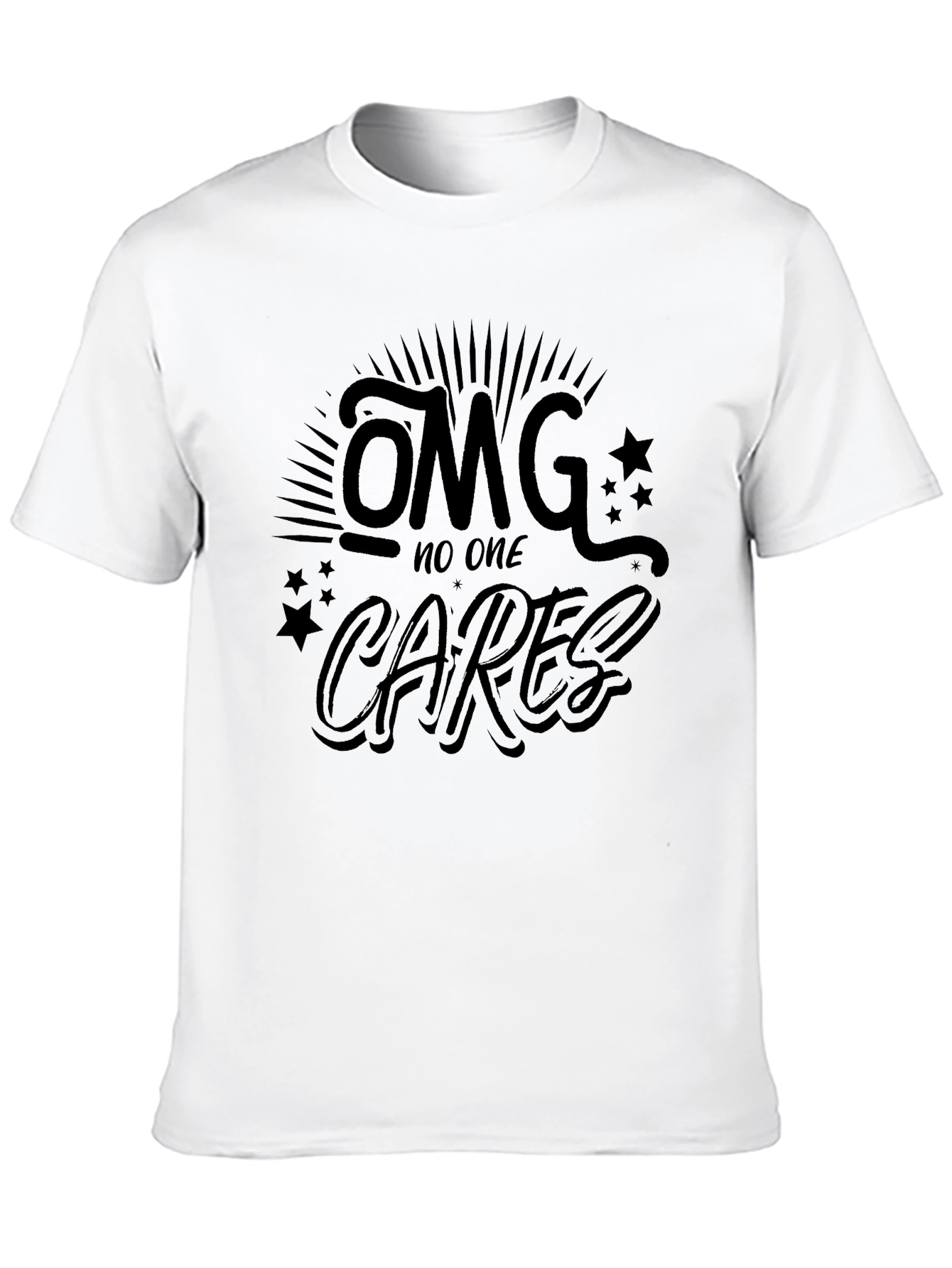 Black OMG No One Cares Black Graphic Tee - Unisex view 10