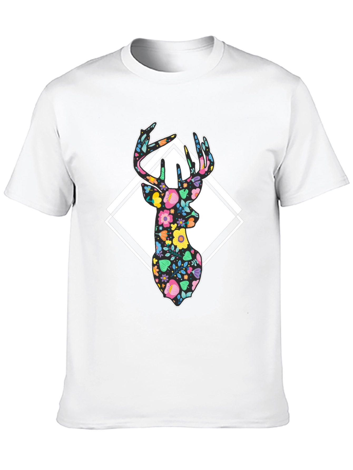 Black Floral Deer Graphic Tee - Black Cotton Blend view 10