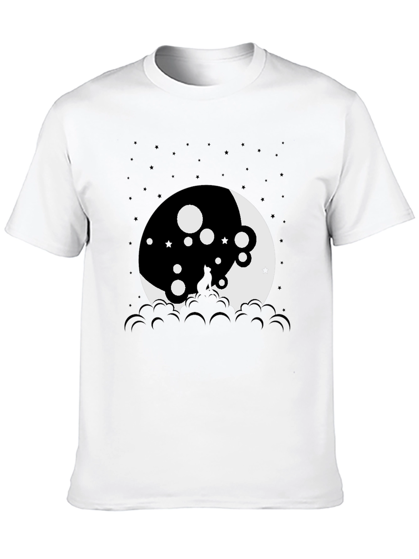 Black Moon Cat Graphic Tee - Black Cotton T-Shirt view 10