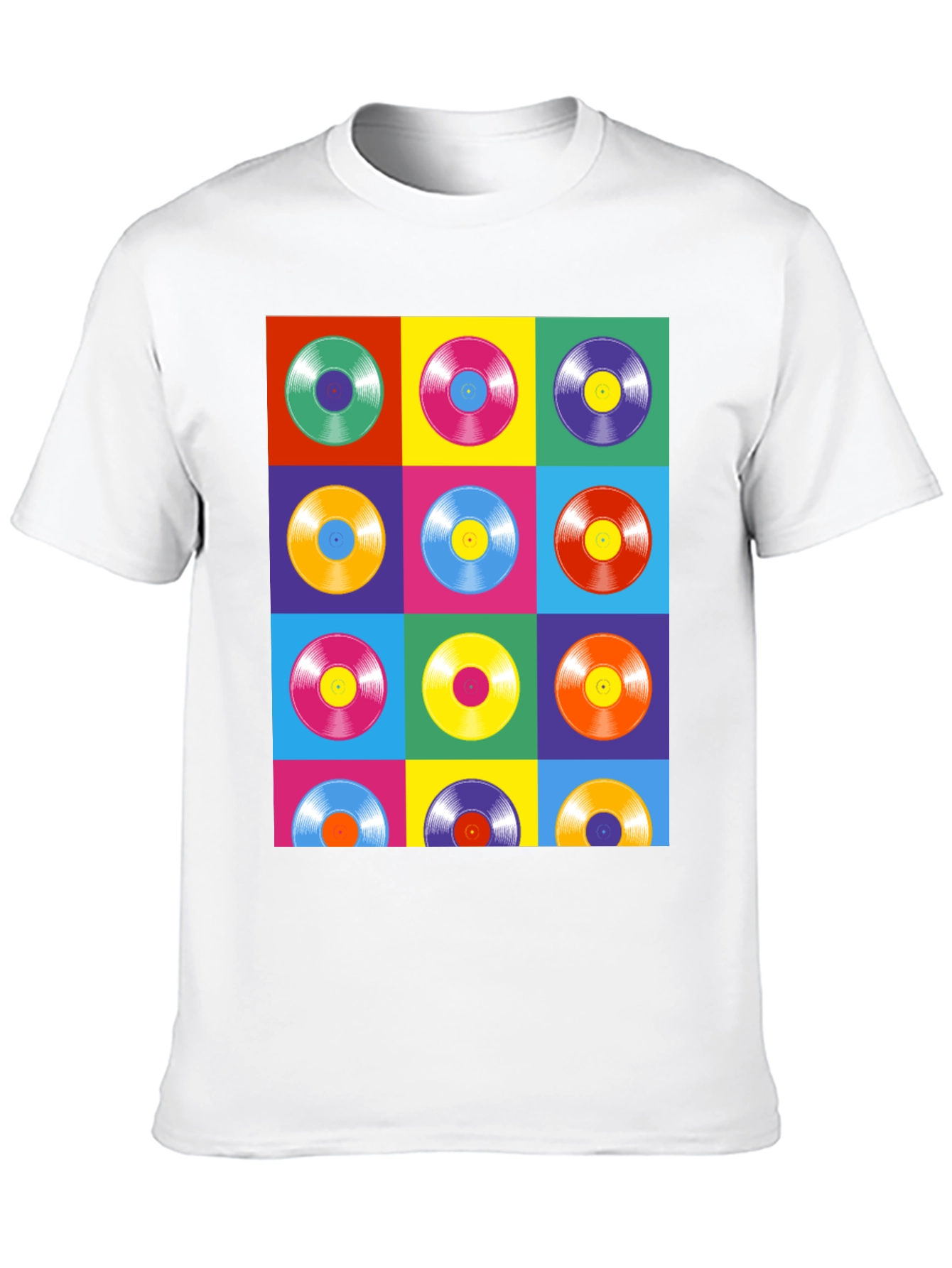 Black Retro Vinyl Record Pop Art T-Shirt view 10