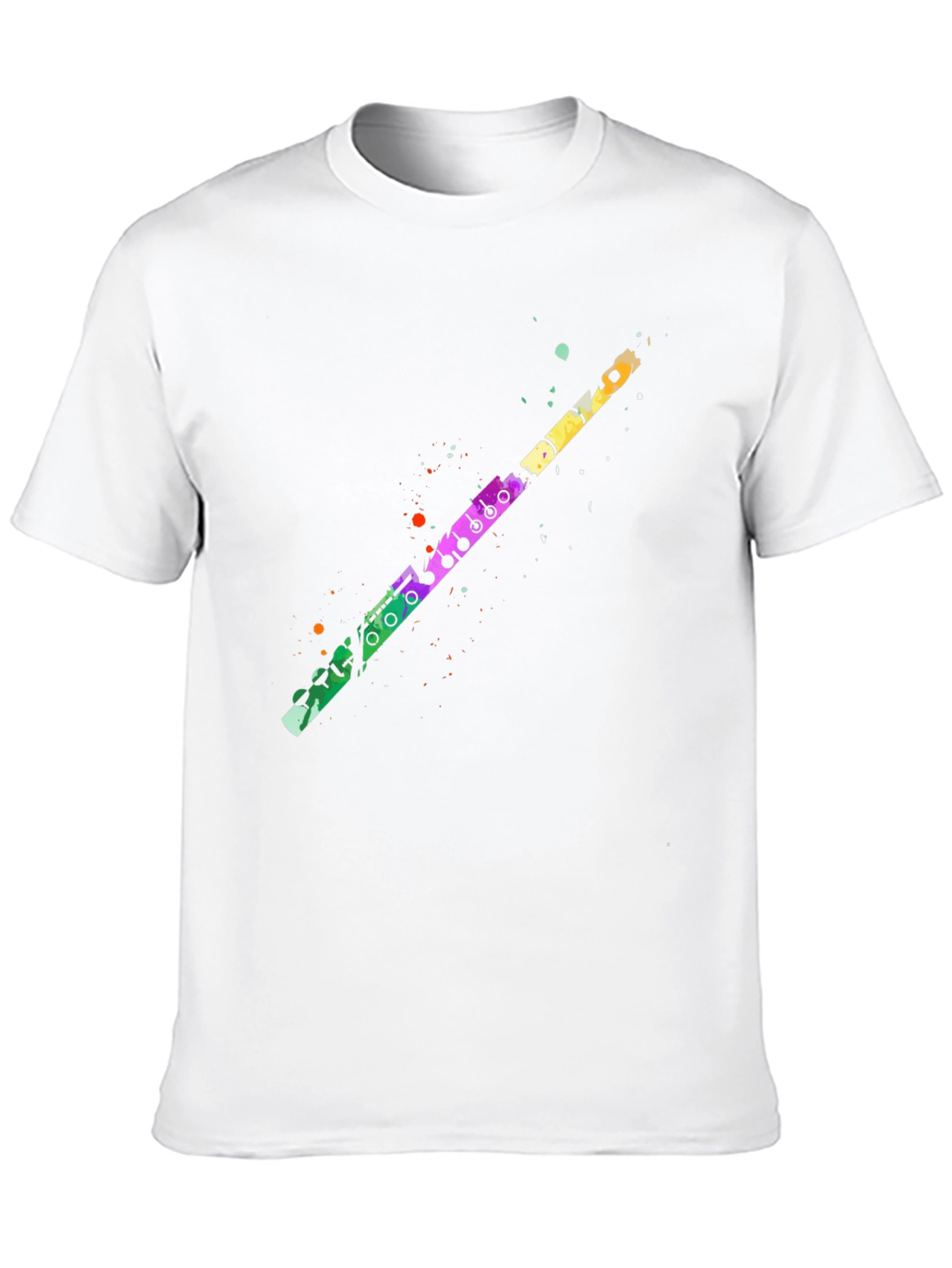 Black Colorful Flute Graphic Tee - Unisex Black T-Shirt view 10