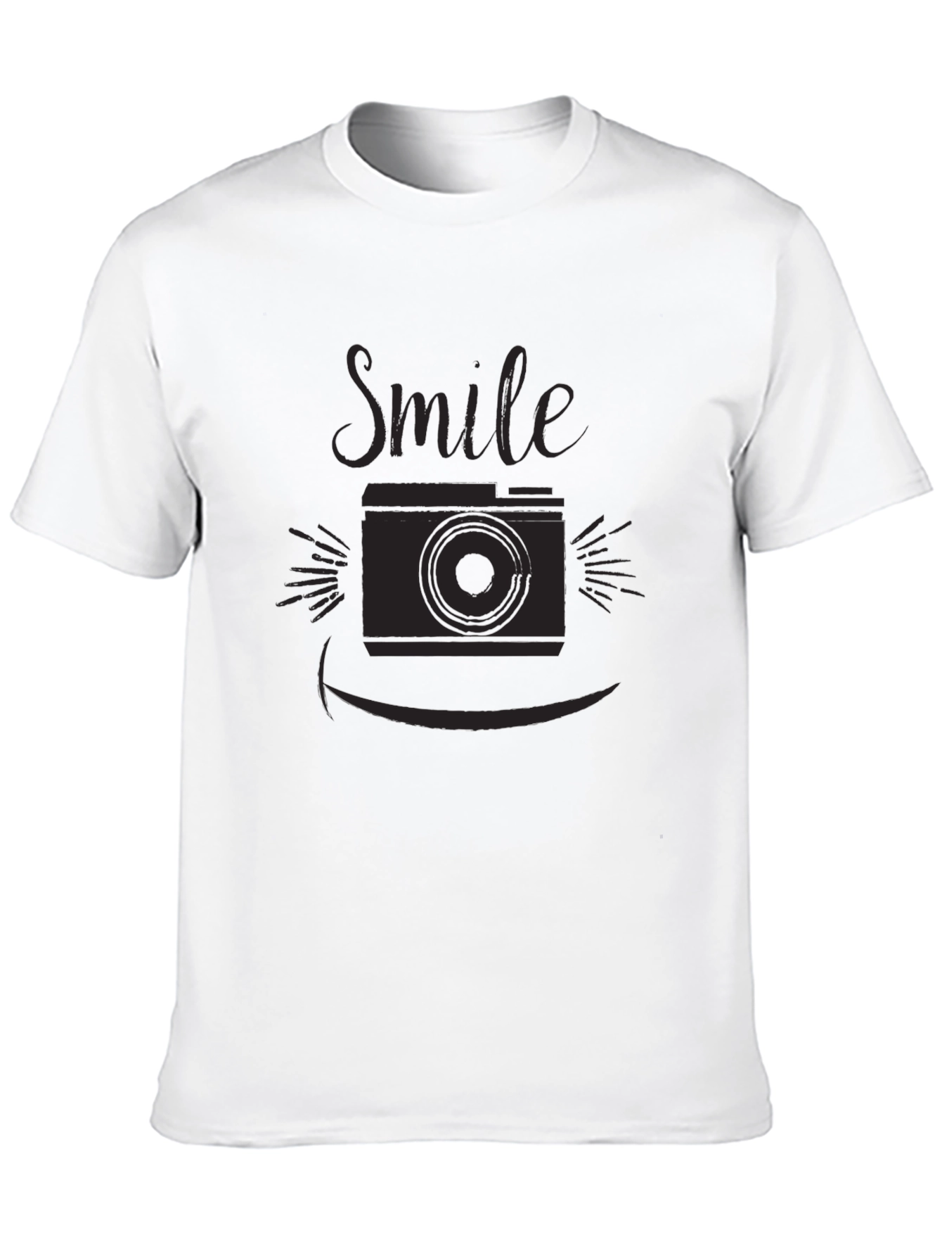Black Smile Camera Graphic T-Shirt - Black Cotton Blend view 10