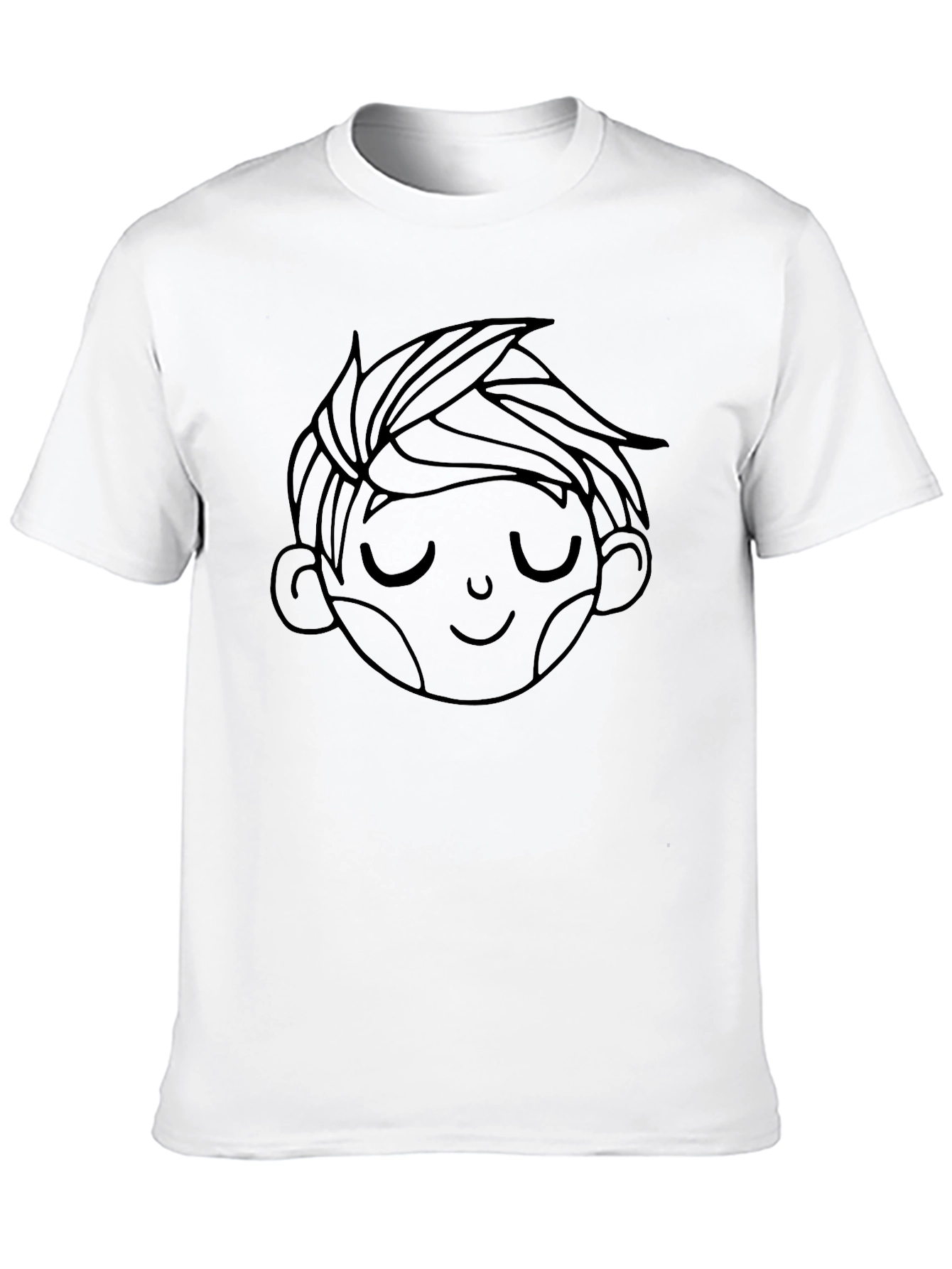 Black Men's Black Tee with Boy Face Graphic view 10