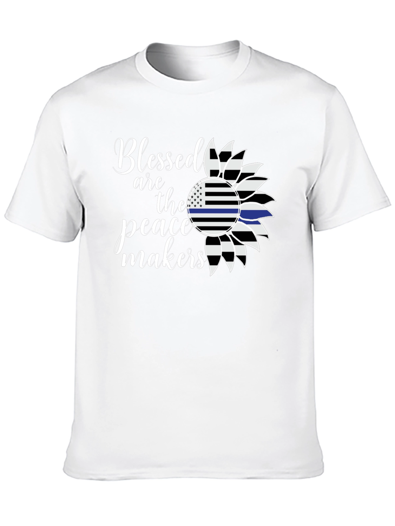 Black Blessed Peacemakers T-Shirt - Thin Blue Line Sunflower view 10
