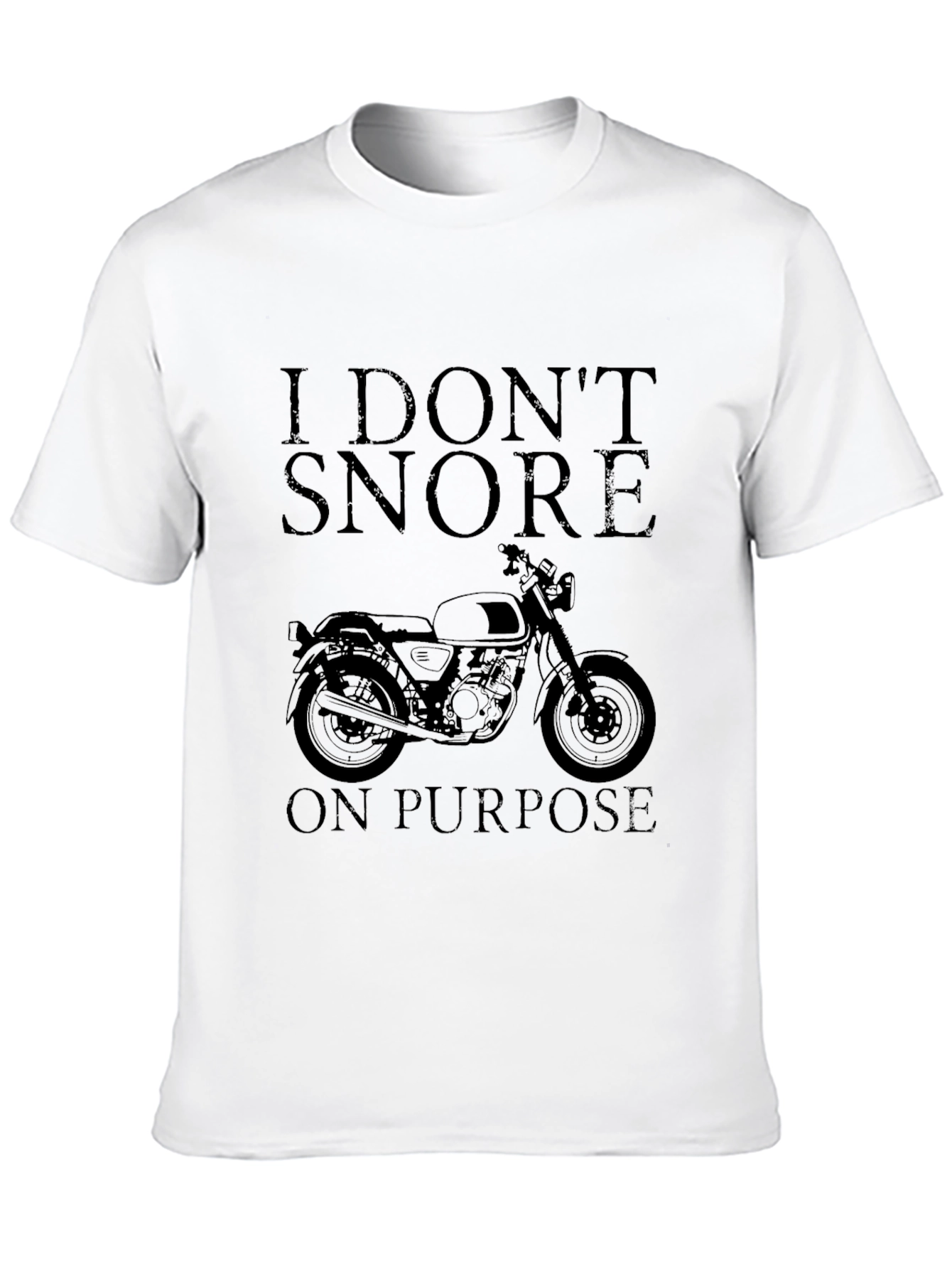 Black I Don't Snore On Purpose Motorcycle Graphic T-Shirt view 10