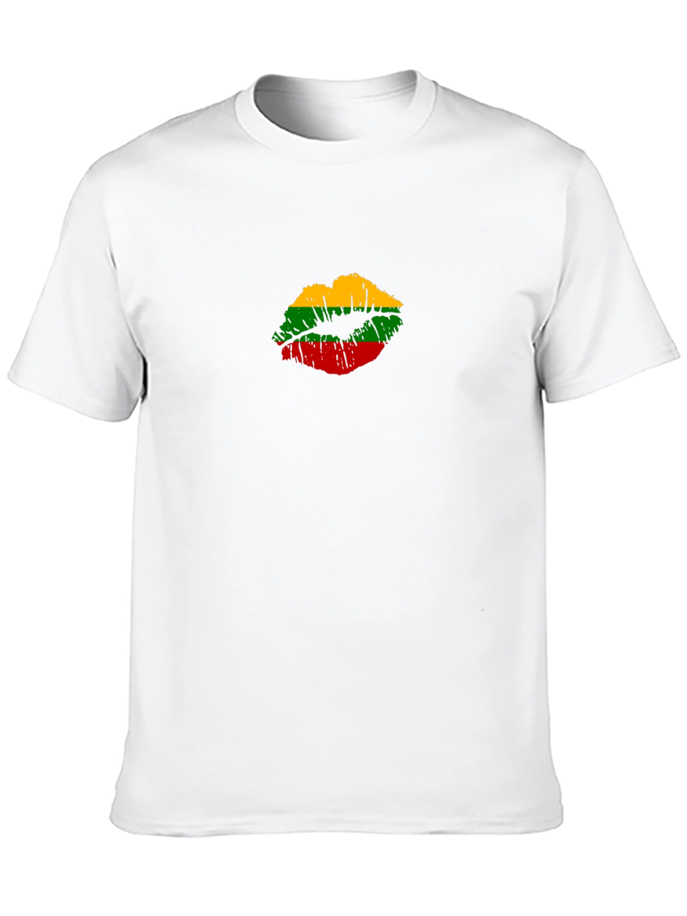 Black Lithuania Flag Lips T-Shirt - Unisex Cotton Tee view 10