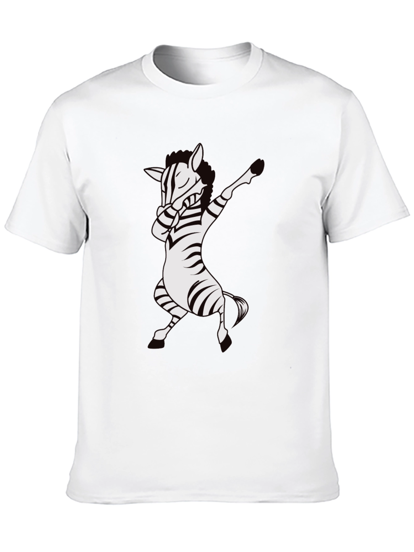 Black Dabbing Zebra T-Shirt - Black Cotton Tee view 10