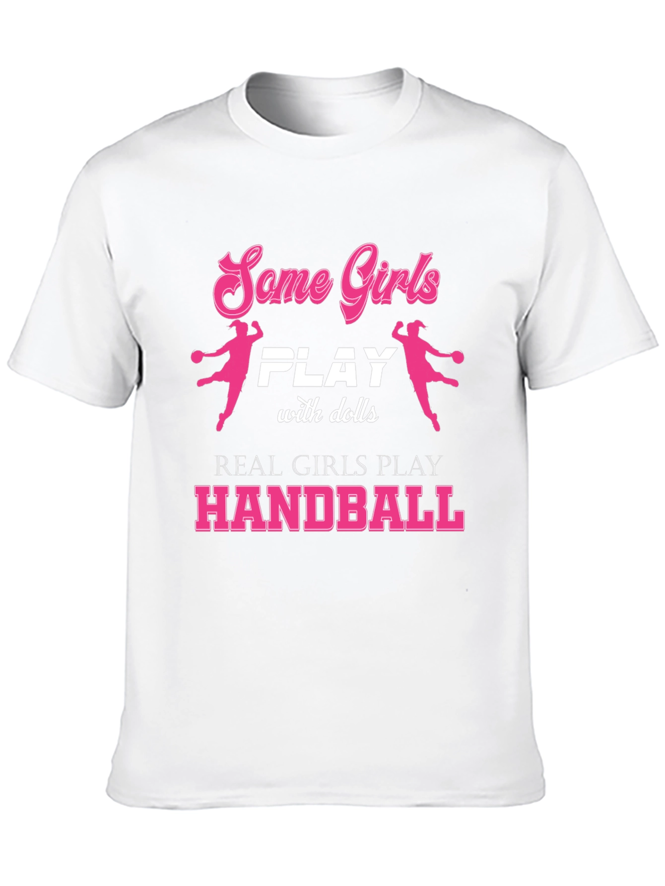 Black Handball Player Girls T-Shirt - Funny Sport Tee view 10