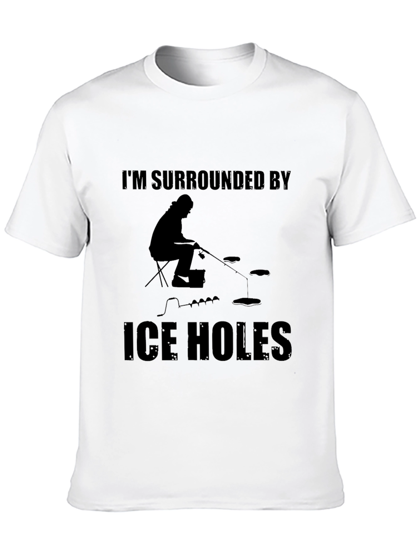 Black I'm Surrounded by Ice Holes Black T-Shirt view 10