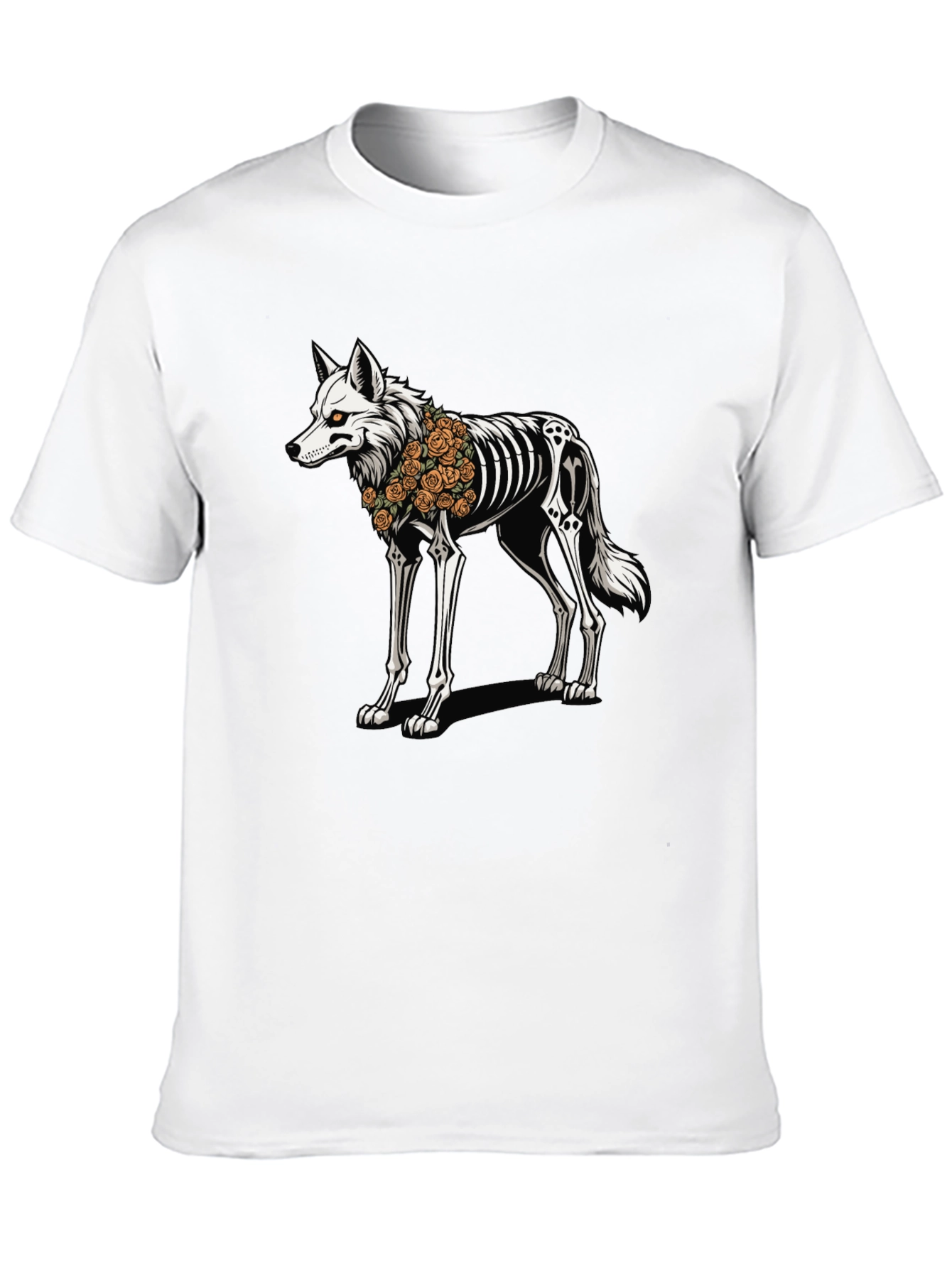 Black Skeleton Wolf Graphic Tee - Day of the Dead Style view 10