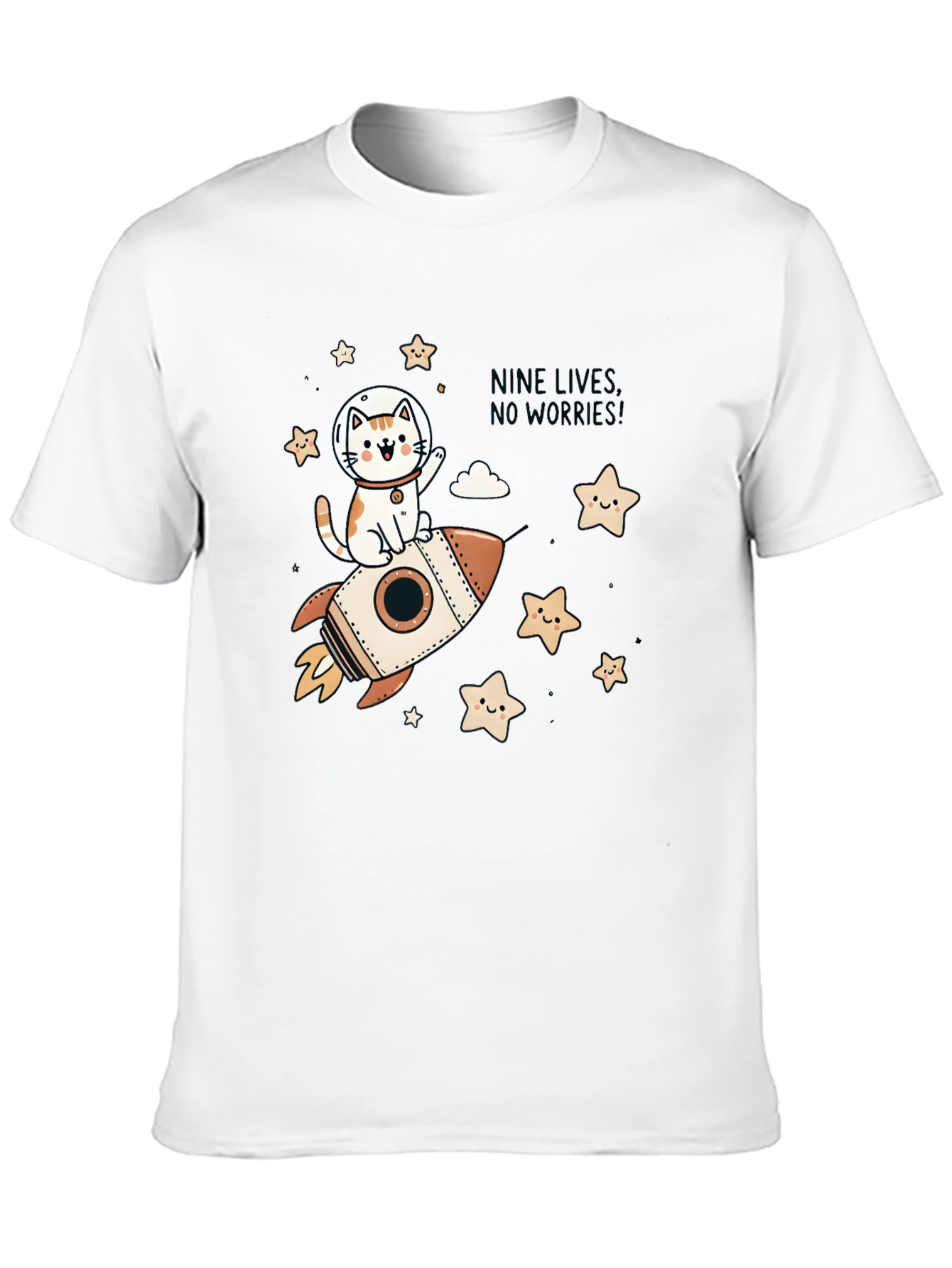 Black Cosmic Cat T-Shirt: Nine Lives, No Worries! view 10