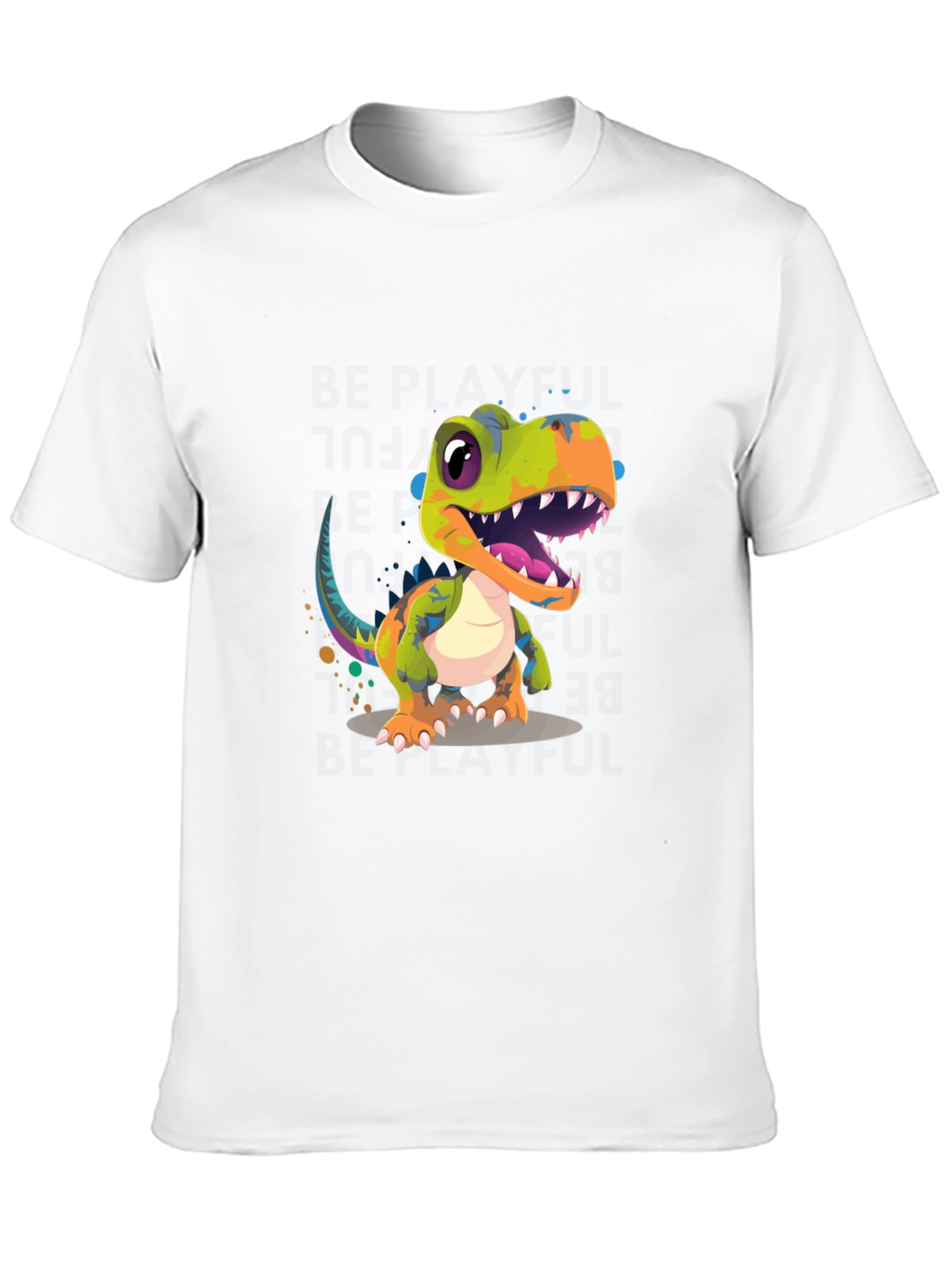 Black Dinosaur Graphic Print Men's Black T-Shirt view 10