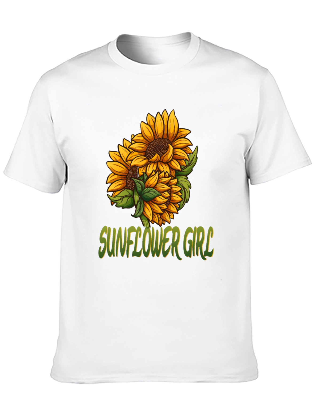 Sunflower Girl Graphic Tee - Black Cotton Casual T-Shirt - 10