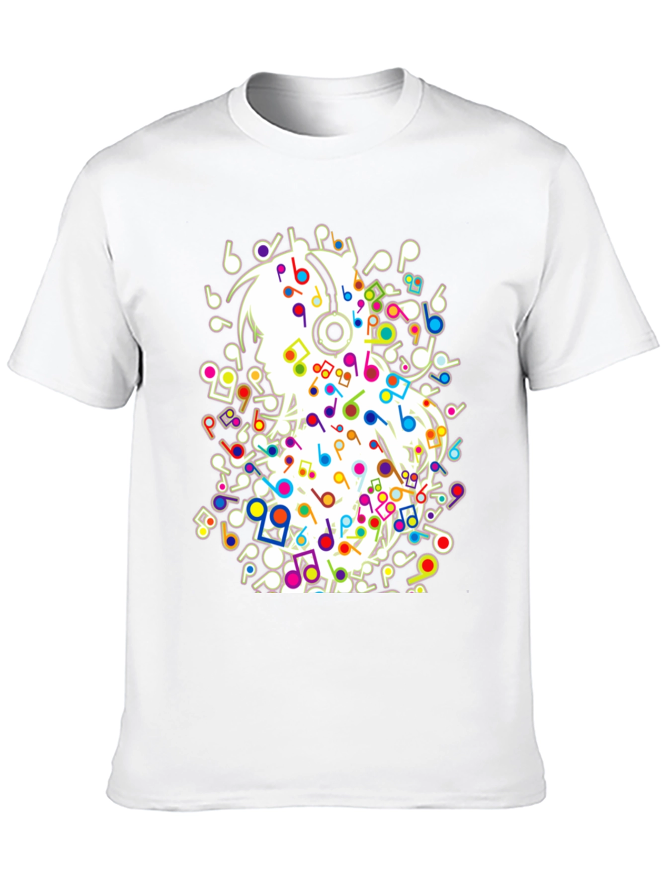 Black Musical Girl T-Shirt - Black Cotton Tee with Colorful Notes view 10