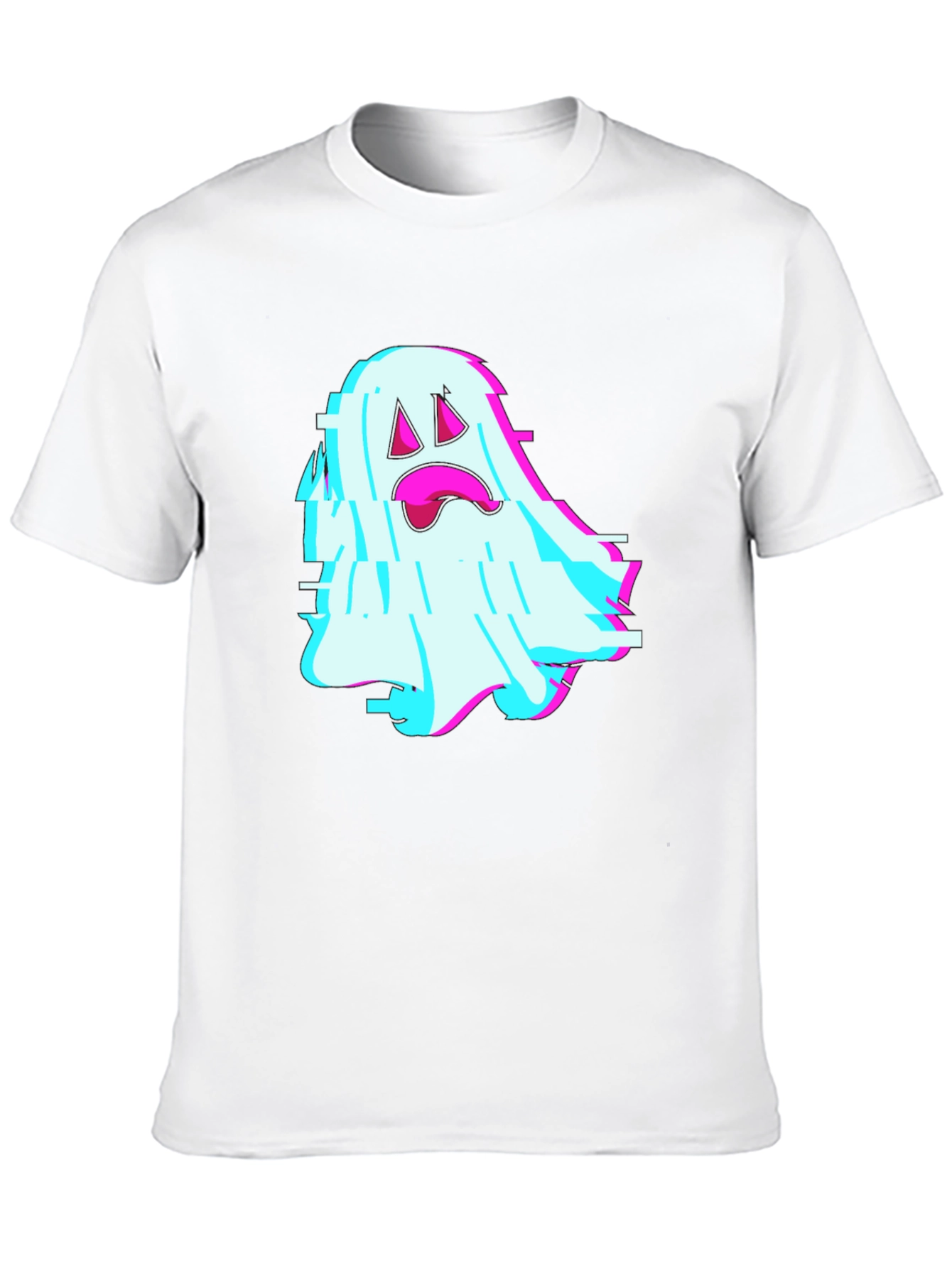 Black Glitch Ghost Graphic Tee - Soft Black Cotton Blend view 10